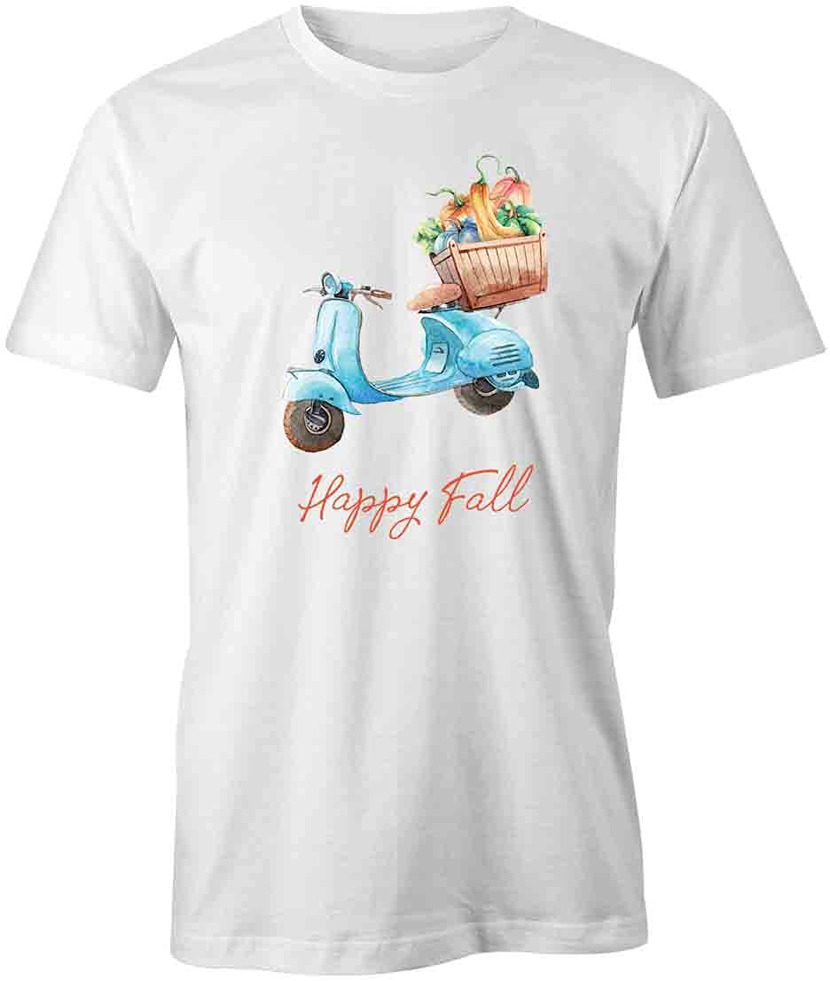 Happy Fall Graphic T-Shirt - White Printed Tee for Men & Women | Autumn Fashion, Seasonal Outfits, Halloween & Thanksgiving Apparel