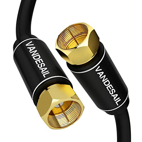 VANDESAIL RG6 Coaxial Cable 75 Ohm Triple Shielded with Gold Plated F-Type Connector - 3 Feet Black TV Cable for HD TV, Satellite, Antenna, Internet & Home Theater Systems - Perfect for 4K/8K Ultra HD, Gaming & Digital Audio Connections