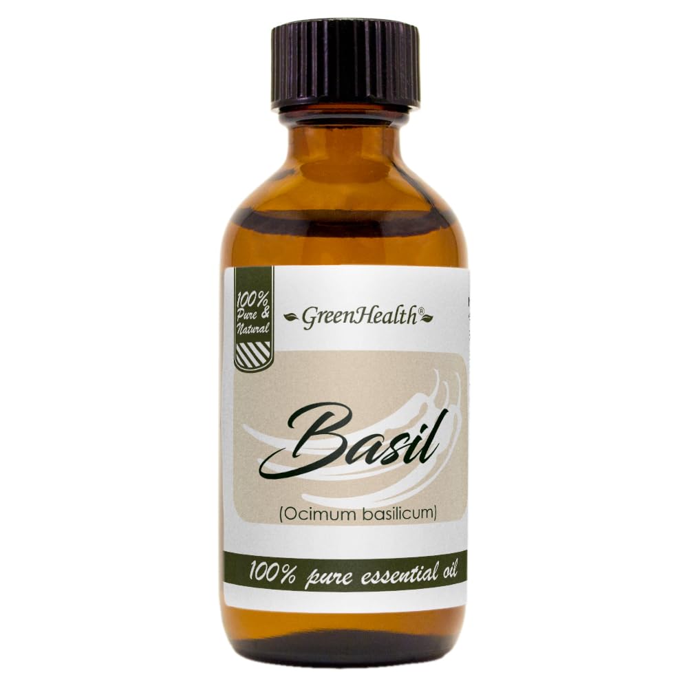 Basil Essential Oil – 2 fl oz (59 ml) 100% Pure Therapeutic Grade – Glass Bottle with Dropper – Aromatherapy, Stress Relief & Natural Home Fragrance