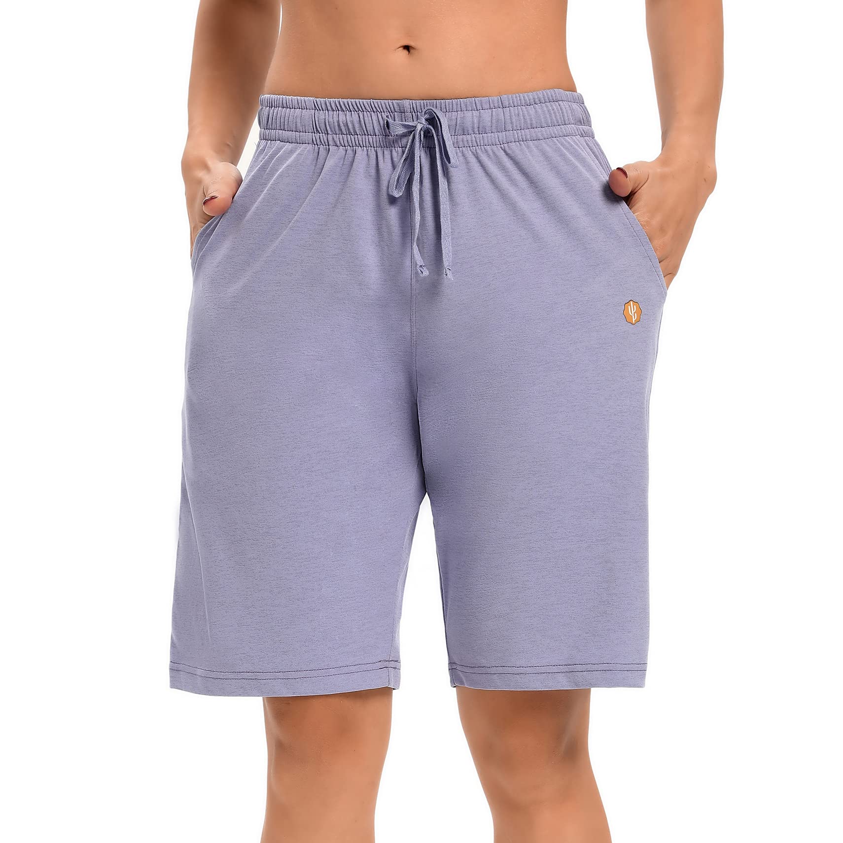 LUCKY CACTUS Women's Bermuda Shorts - Stretchy Jersey Yoga Shorts with Pockets for Walking, Running & Workouts - Comfortable Knee-Length Athletic Shorts for Women | Perfect for Gym, Travel & Casual Wear