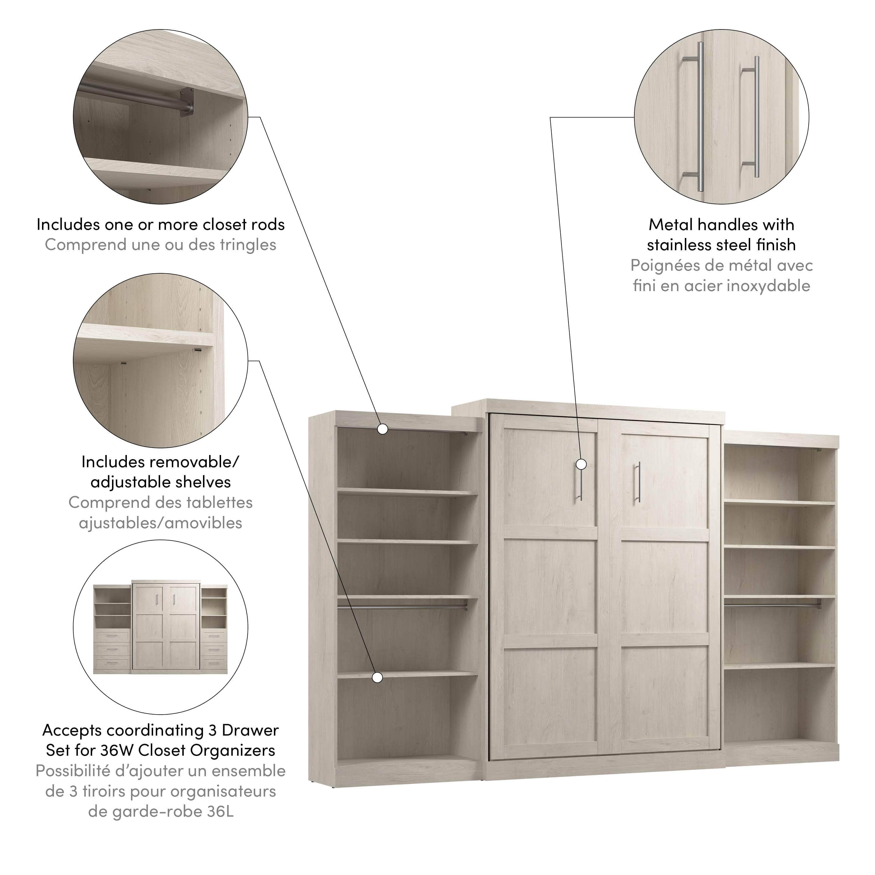 Pur Queen Murphy Wall Bed with 2 Storage Units - 136