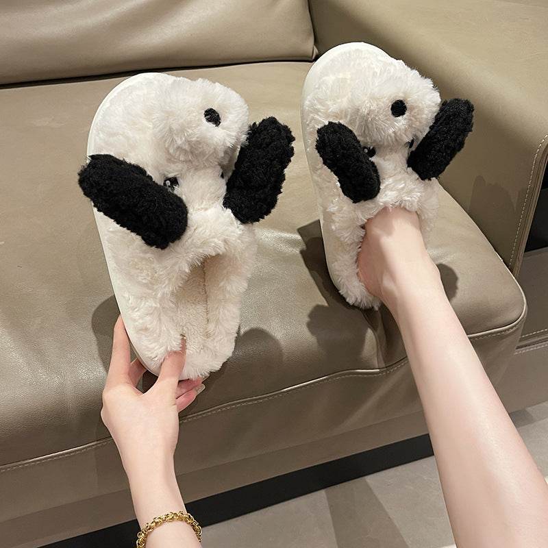 Cozy Fuzzy Puppy Plush Slippers - Soft Indoor House Shoes for Women & Girls | Cute Kawaii Animal Slippers for Home, Lounge, Dorm & Gift Giving