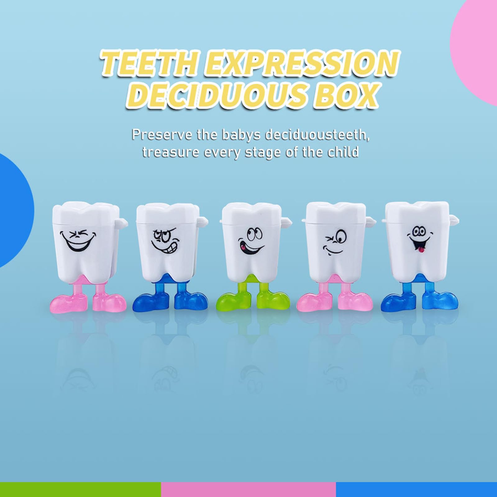 50-Piece Baby Tooth Storage Box - Cute Cartoon Kids Teeth Organizer for First Tooth Keepsake - Plastic Milk Teeth Collection Case (3.5x2cm/1.4x0.8in) - Perfect for Baby Memory Books, Tooth Fairy Gifts & Childhood Memorabilia