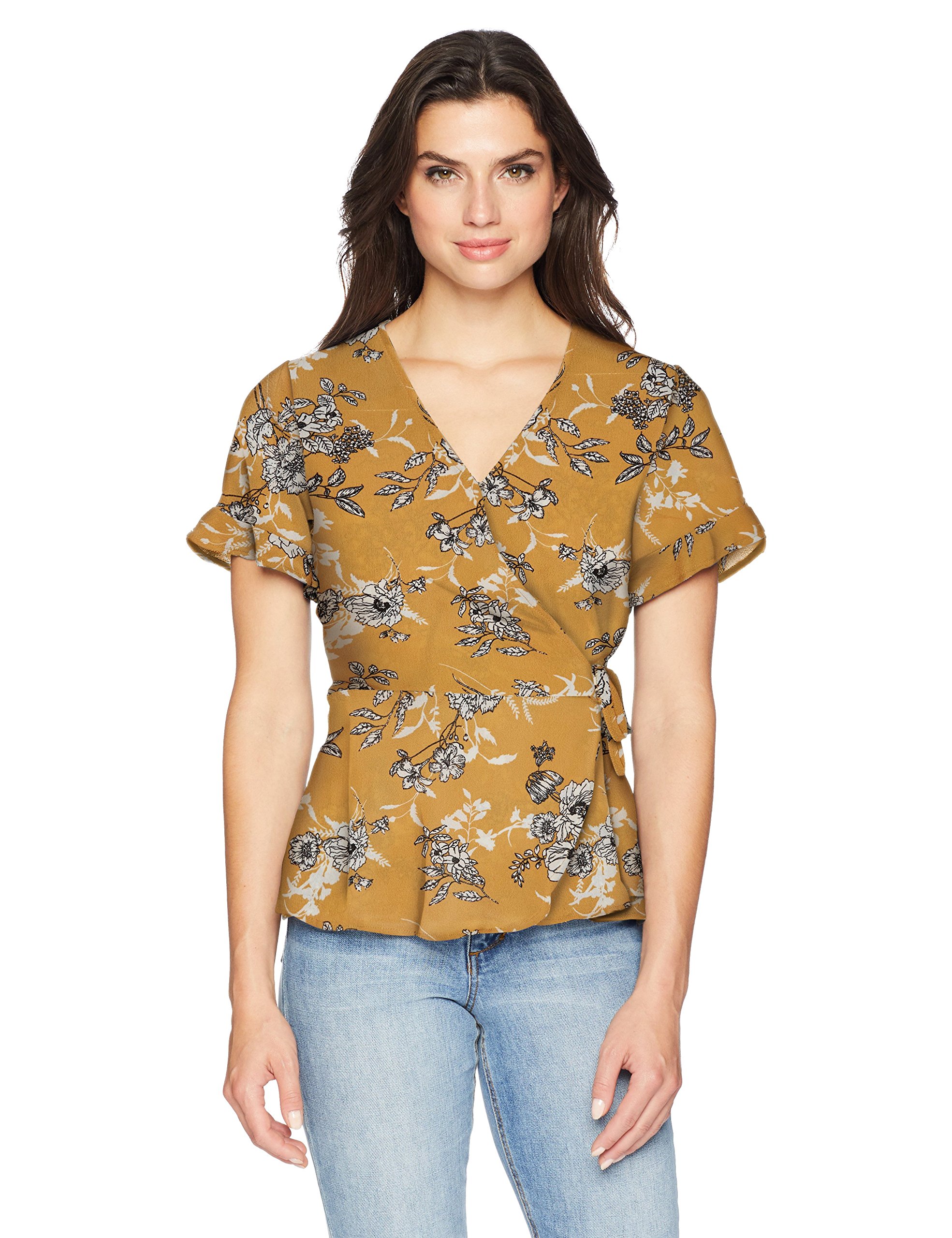 Bobeau Women's Surplus Tie-Front Top | Casual Long Sleeve Blouse for Layering | Perfect for Work, Date Night & Fall Outfits