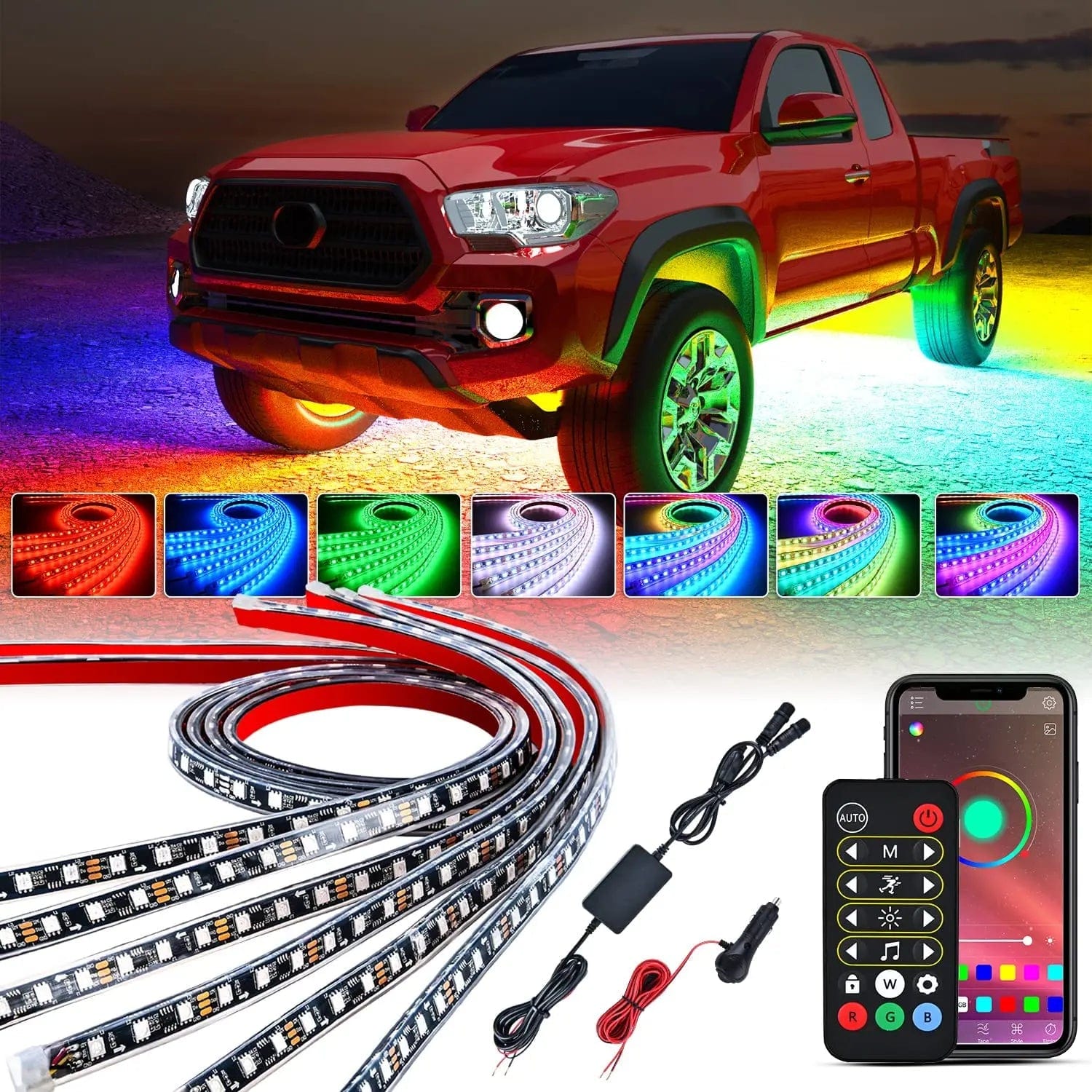 300 LEDs RGBIC Underglow Neon APP Remote Control LED Strip Lights (6 Pack) - Perfect for Bedroom, Gaming Room, and Party Decor