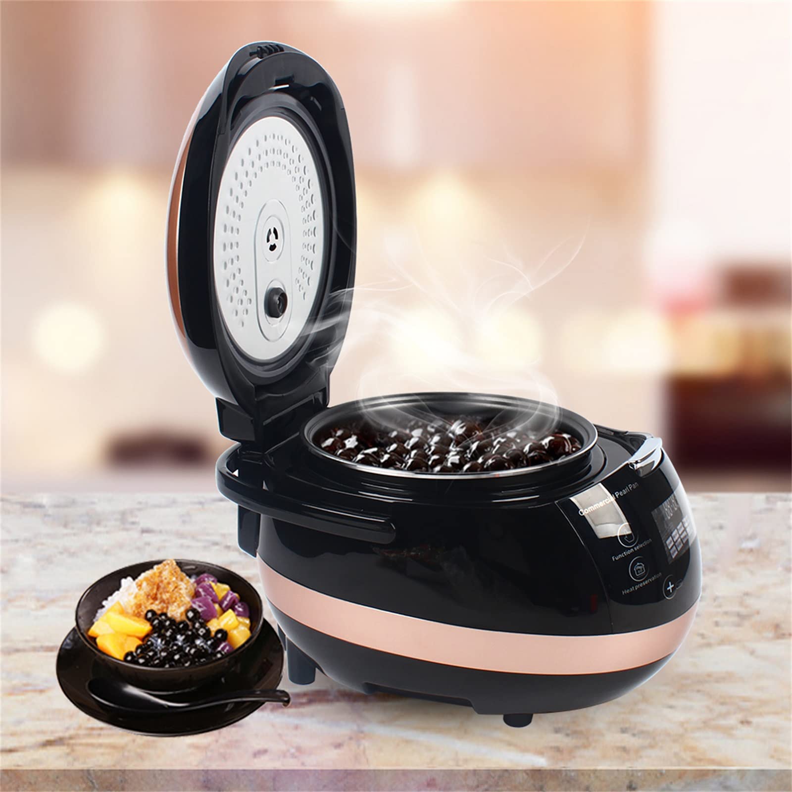 Commercial Boba Maker Machine - 5L Non-Stick Pearl Cooking Pot with Touchscreen for Bubble Tea, Milk Tea, Tapioca Pearls - Perfect for Restaurants, Tea Shops & Dessert Stores (110V) - Ideal for Making Fresh Boba Pearls, Bubble Tea & Milk Tea Drinks