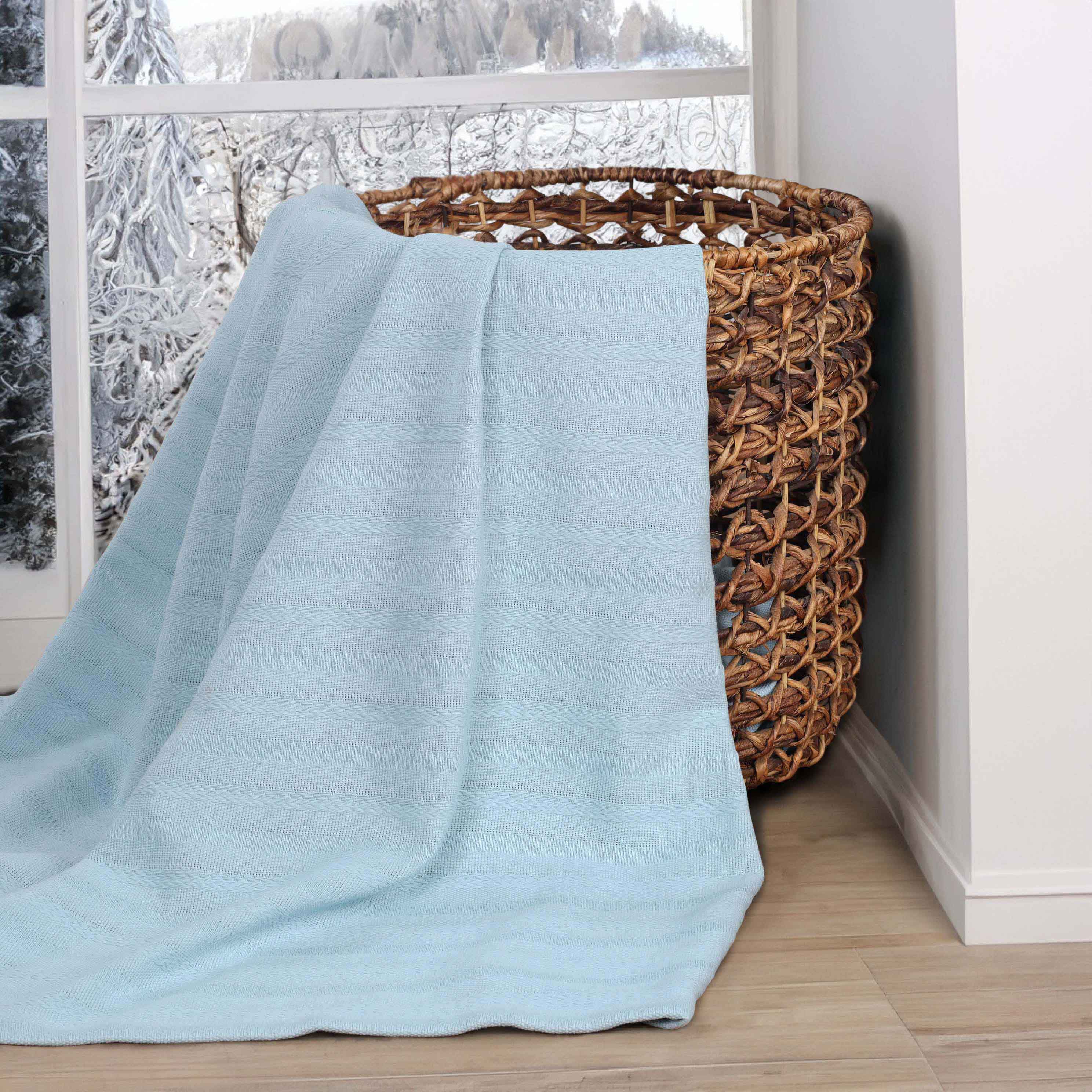 Soft Clara Cotton Textured Striped Lightweight Woven Blanket - Perfect for Sofa, Bed & Outdoor Picnics
