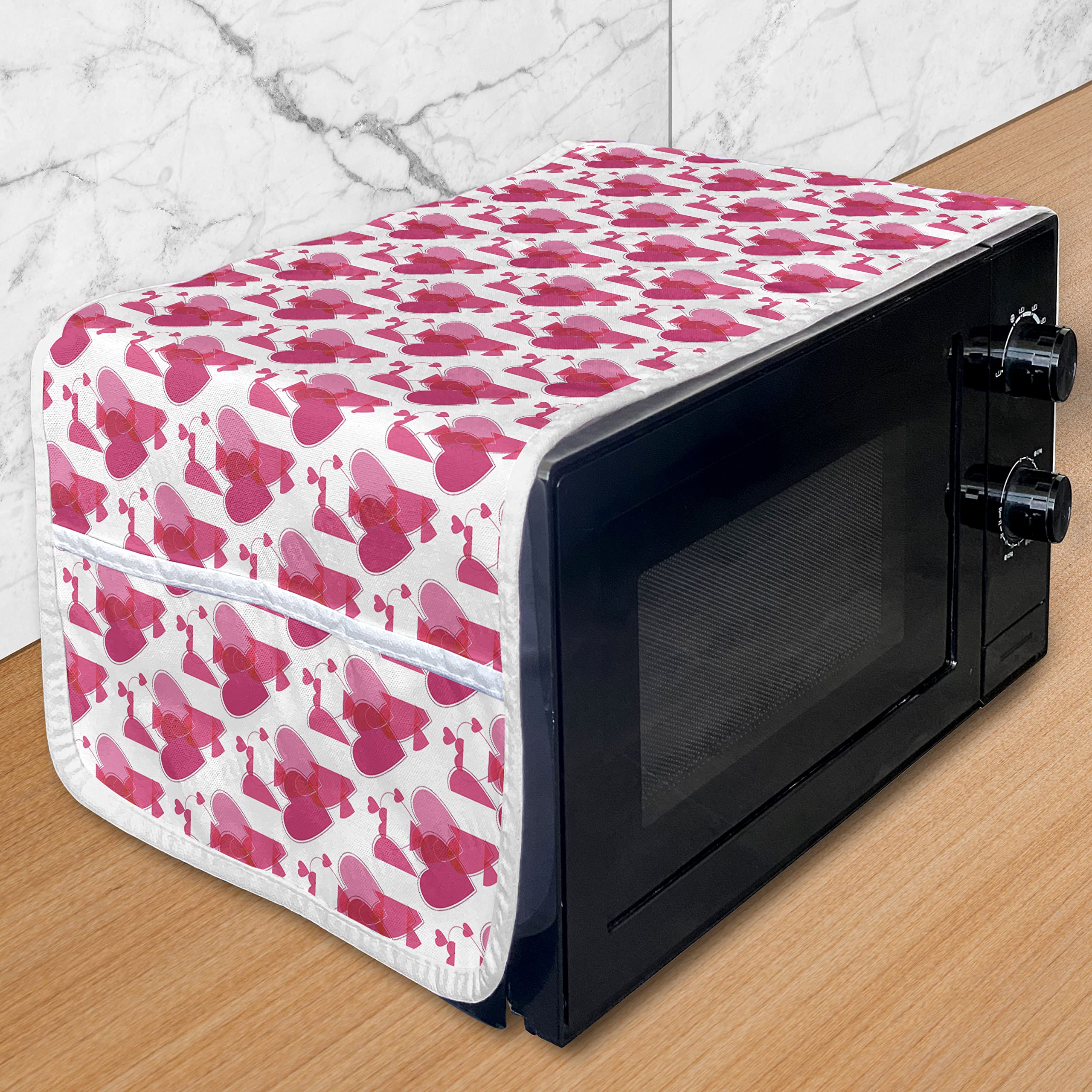 Ambesonne Valentine's Day Microwave Cover - Waterproof Kitchen Organizer with Pockets, 36