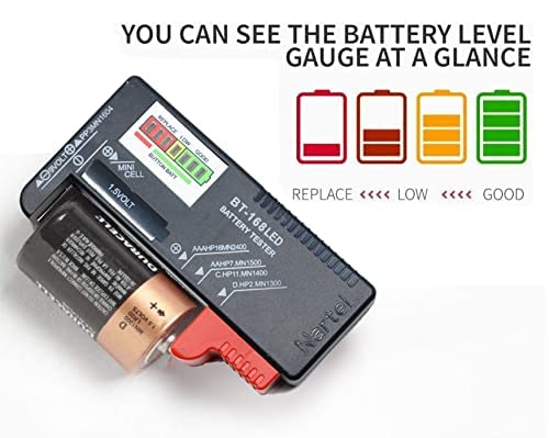 Nartel® LED Digital Battery Tester - AA AAA C D 9V 1.5V Button Cell Battery Checker (No Battery Required) - Perfect for Home, Office, and Electronics Maintenance