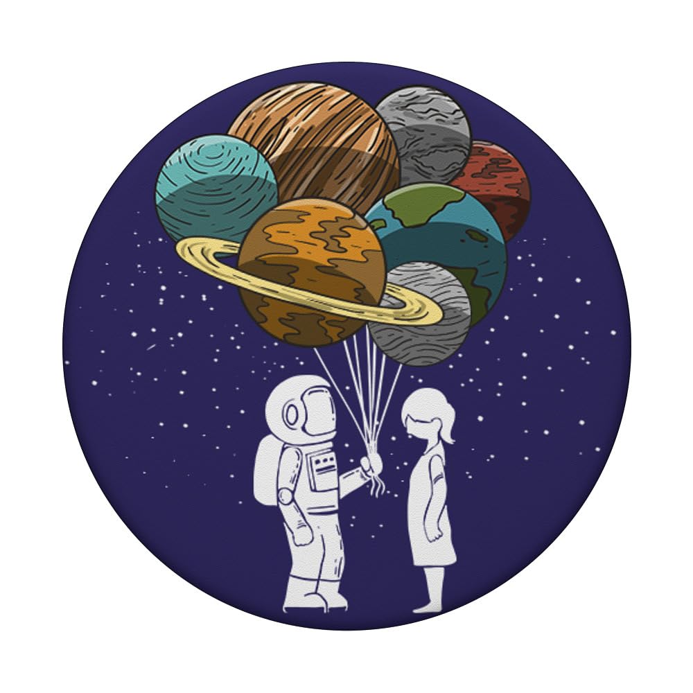 Funny Astronaut Balloon Planets Spaceman Galaxy PopSockets Swappable PopGrip - Perfect Gift for Girls, Space Lovers & Sci-Fi Fans | Great for Phones, Tablets & Daily Use