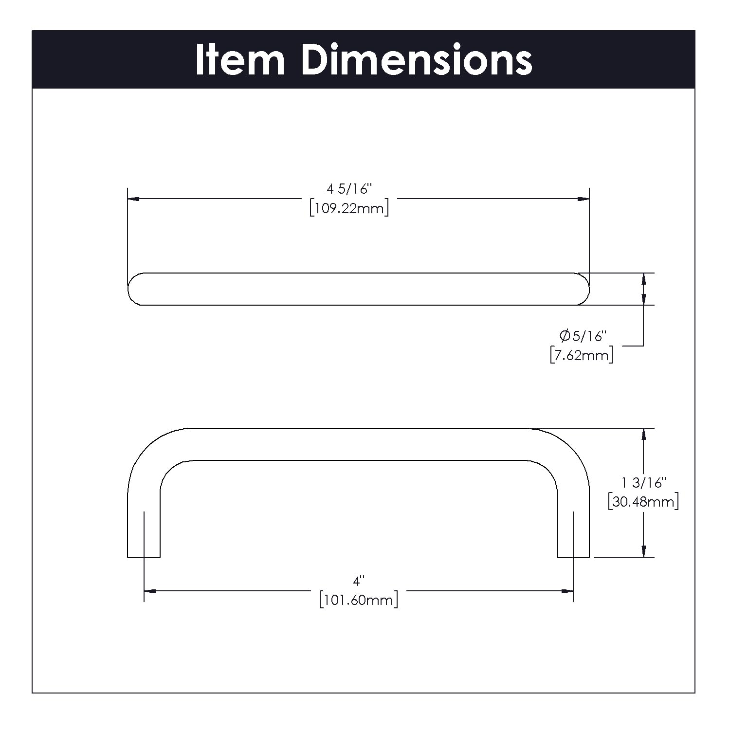 Hickory Hardware 1 Pack Solid Core Kitchen Cabinet Pulls - Luxury Matte Black Cabinet Handles for Doors & Dresser Drawers - 4 Inch Hole Center - Wire Pulls Collection - Perfect for Modern Kitchens, Bathrooms & Furniture Upgrades