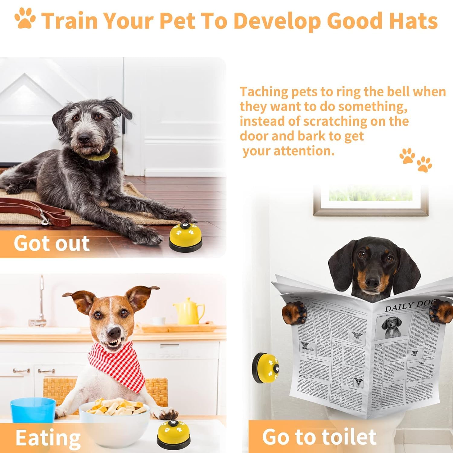 PSK PET MART Dog Training Bell - Communication Buttons for Dogs, Pet Doorbell with Talking Buttons (1-Piece Set) - Perfect for Teaching Pets to Signal Needs & Improve Communication at Home