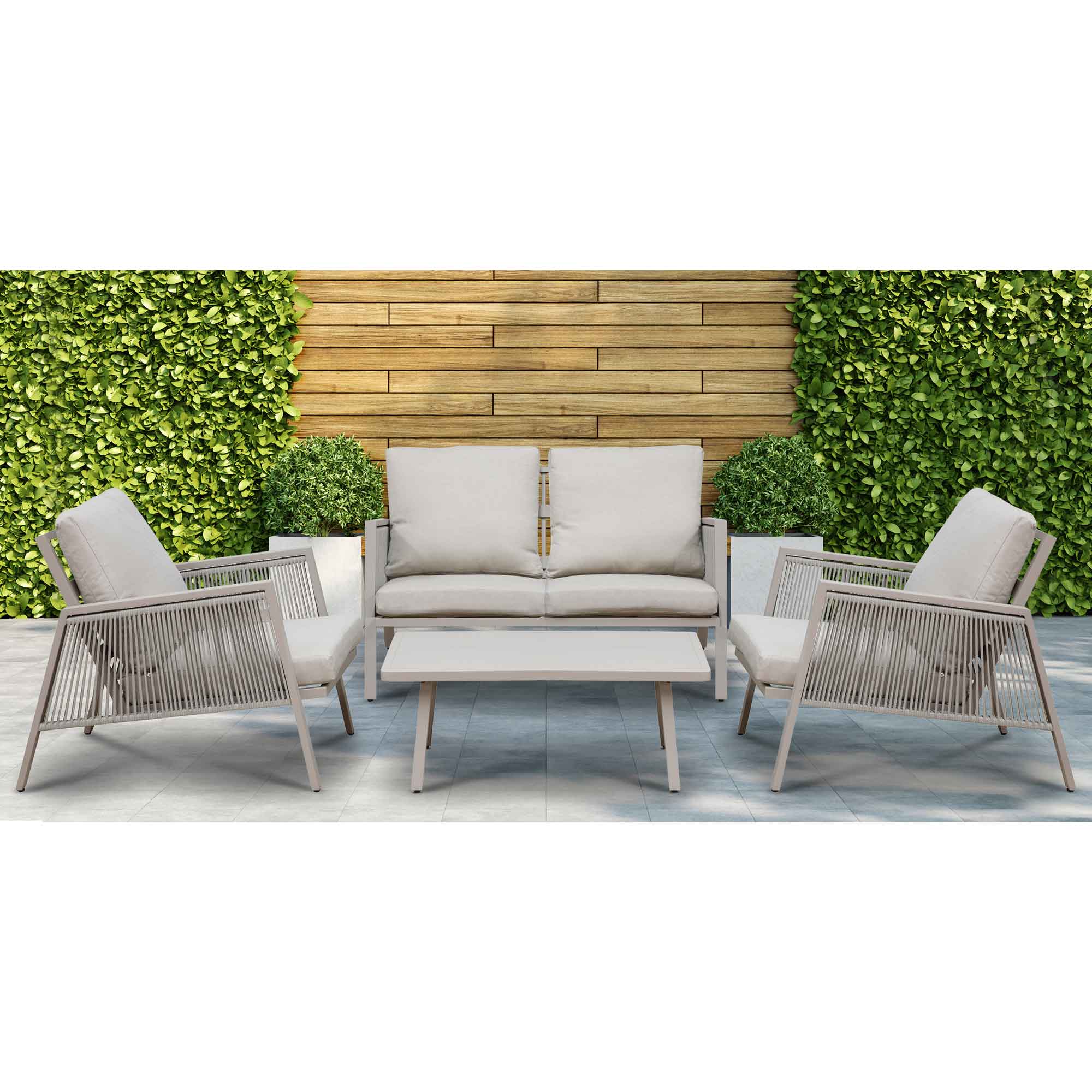 Premium 4-Piece Outdoor Aluminum Patio Sofa Set - Light Grey (DG56) - Perfect for Backyard, Poolside & Garden Relaxation