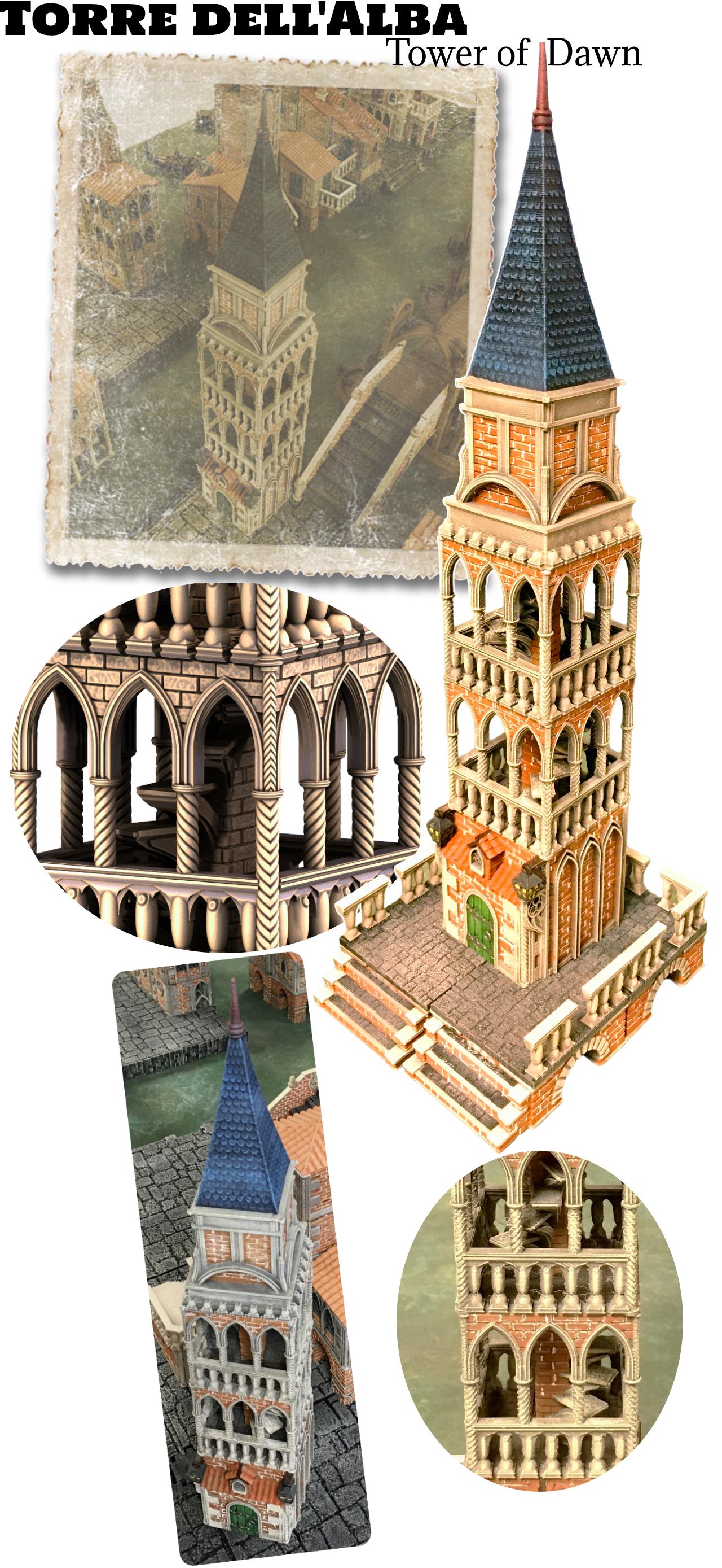Torre dell'Alba Tower of Dawn - 28mm Medieval Architecture Model for Tabletop RPG, Wargaming Terrain & Model Railroads | Perfect for D&D, Warhammer & Train Layouts