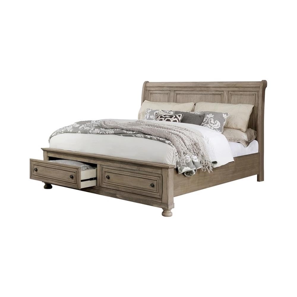 FOA Frigga Transitional 3-Piece Gray Wood Bedroom Set - Queen Bed & 2 Nightstands | Modern Bedroom Furniture for Home Decor | Perfect for Master Bedrooms, Guest Rooms & Apartments