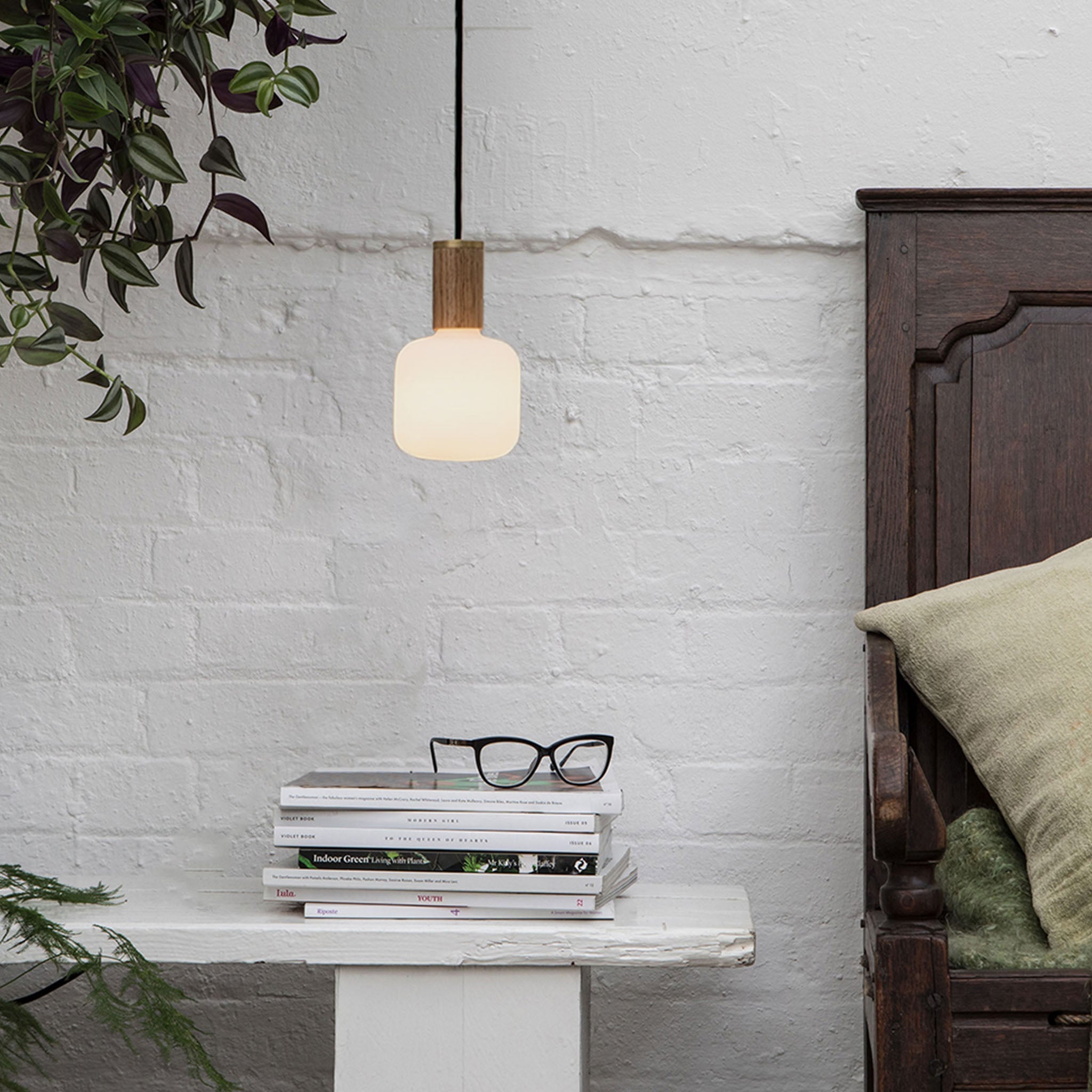Oblo Walnut Pendant Light - Modern Wooden Hanging Fixture for Dining Room, Kitchen & Bedroom Lighting