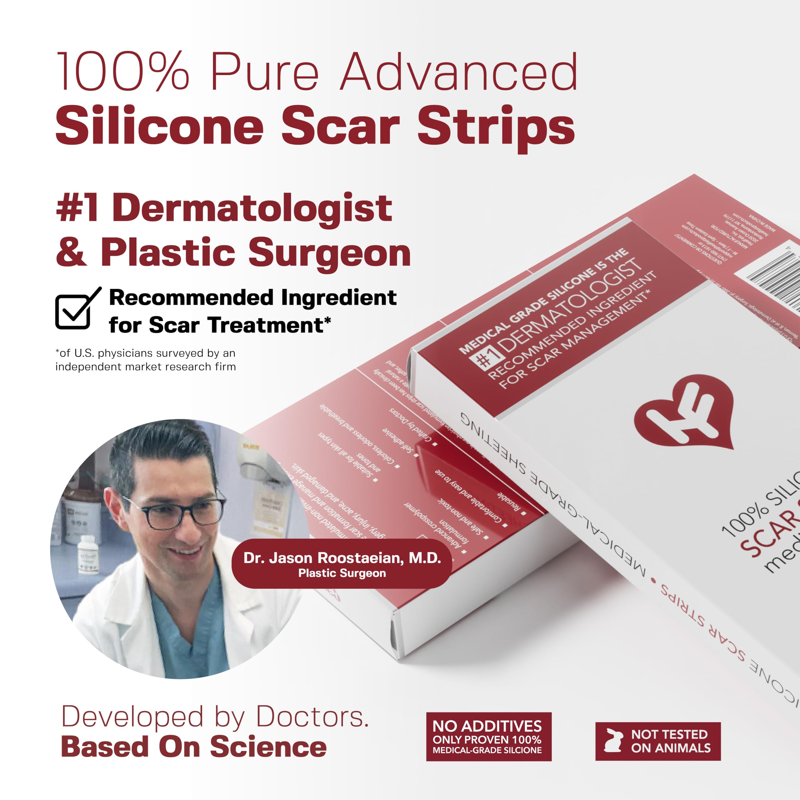 Physician Formulated Silicone Scar Sheets - Medical Grade Silicone Scar Strips for Surgery, C-Section, Keloids & Hypertrophic Scars - Advanced Crosspolymer Scar Treatment (5 Sheets) - Perfect for Post-Surgery Recovery & Daily Scar Care