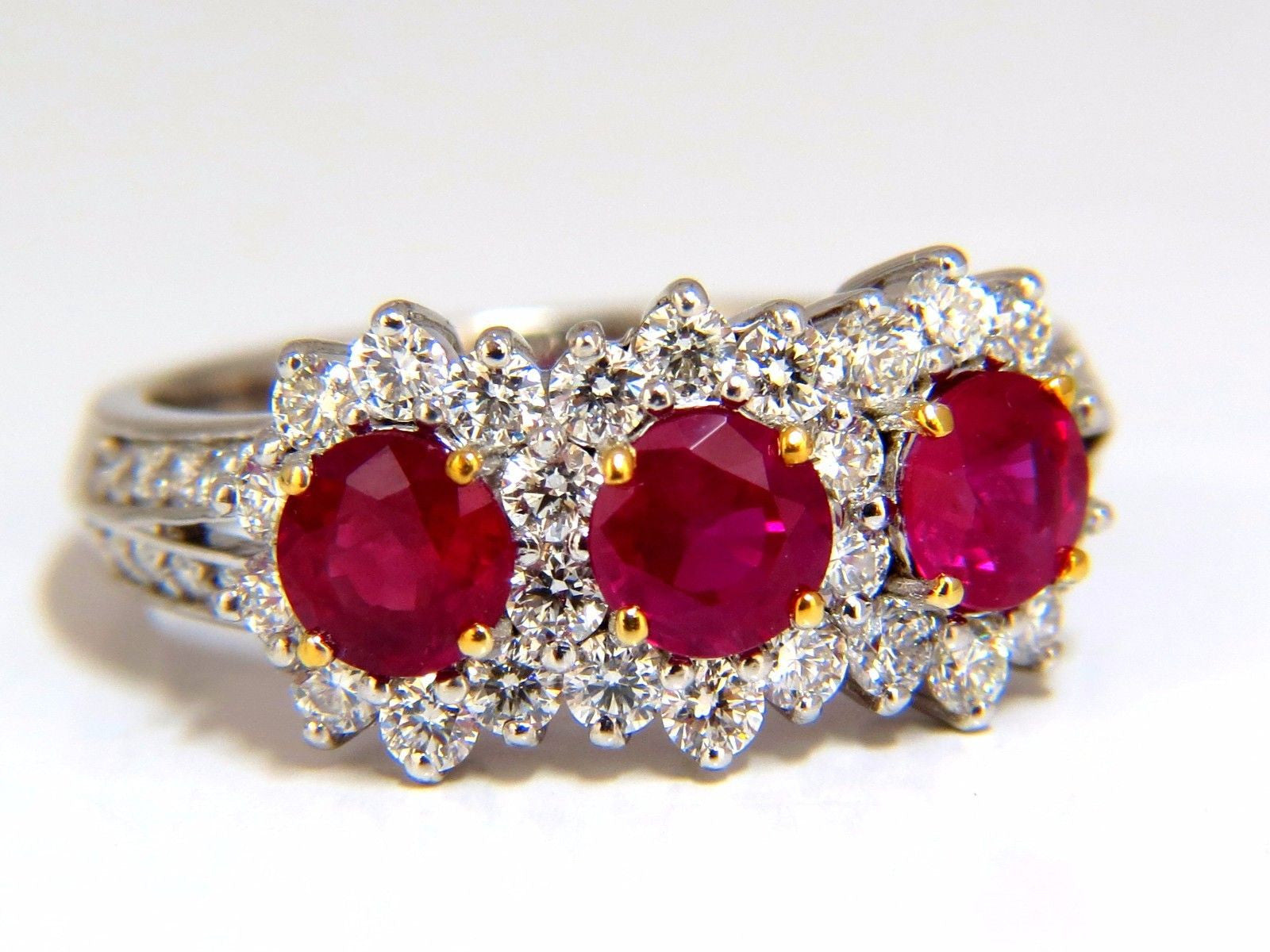 2.52ct Natural Vivid Red Ruby & Diamond Ring in 14K Gold - Three Stone Halo Engagement Ring for Women, Perfect for Anniversary, Wedding & Special Occasions