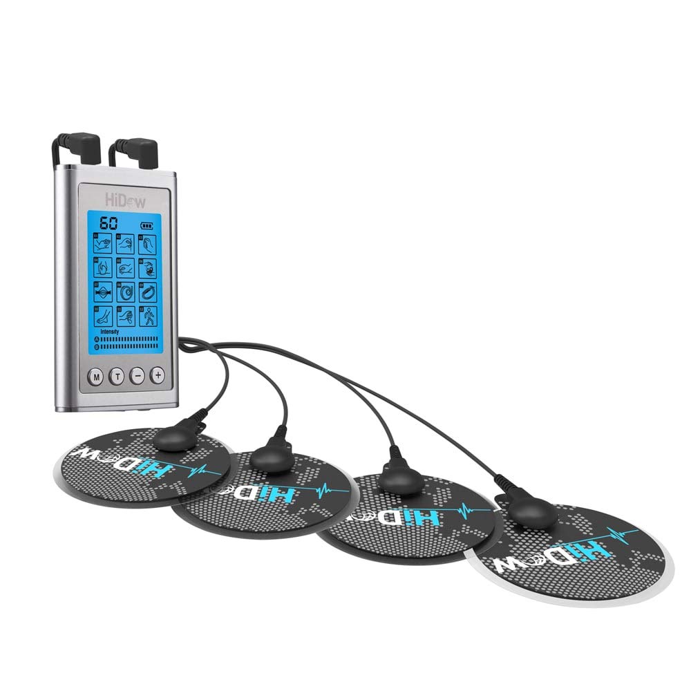 HiDow XPD Dual Channel TENS EMS Unit - 12 Modes Muscle Stimulator for Pain Relief Therapy, Electronic Pulse Massager for Shoulder, Back, Sciatica, Abs, Legs & Knee Pain - Perfect for Home Use, Workout Recovery & Chronic Pain Management