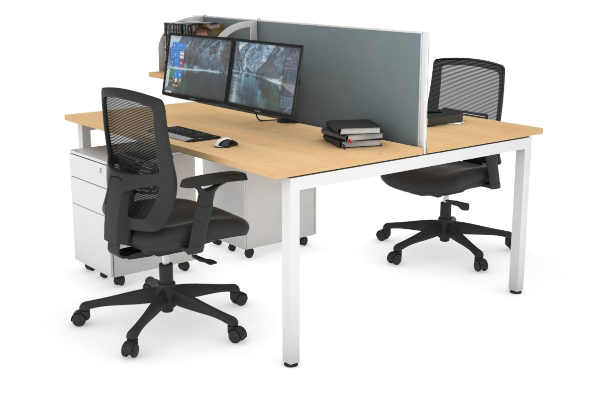 Quadro Square Legs 2 Person Office Workstation Desk - 1200L x 700W Modern Shared Workspace Solution for Home & Business Offices