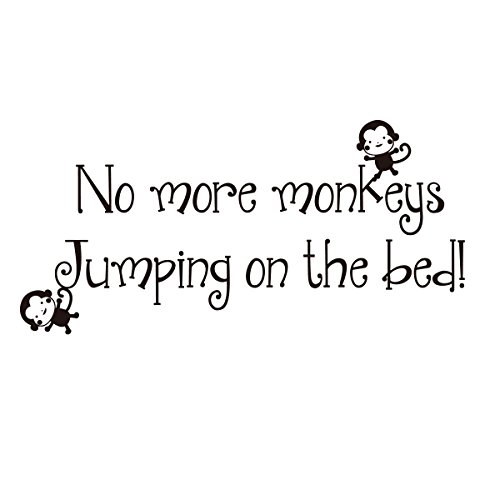 Monkey Wall Decal Stickers for Kids Room - No More Monkeys Jumping on The Bed Quote Vinyl Lettering, X-Large Brown, Nursery Decor & Bedroom Wall Art - Perfect for Baby Rooms, Playrooms and Children's Bedroom Decor