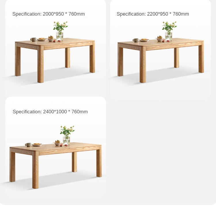 Solid Oak & Ash Wood Long Dining Table - Rustic Farmhouse Style for 6-8 People - Perfect for Family Gatherings & Dinner Parties