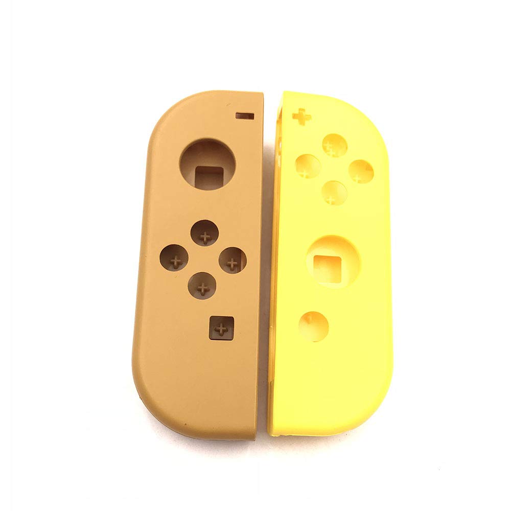 Durable Nintendo Switch NS Joy-Con Housing Shell Case with Middle Frame - Brown & Yellow Replacement Cover for Enhanced Grip & Protection | Perfect for Gaming, Travel & Everyday Use
