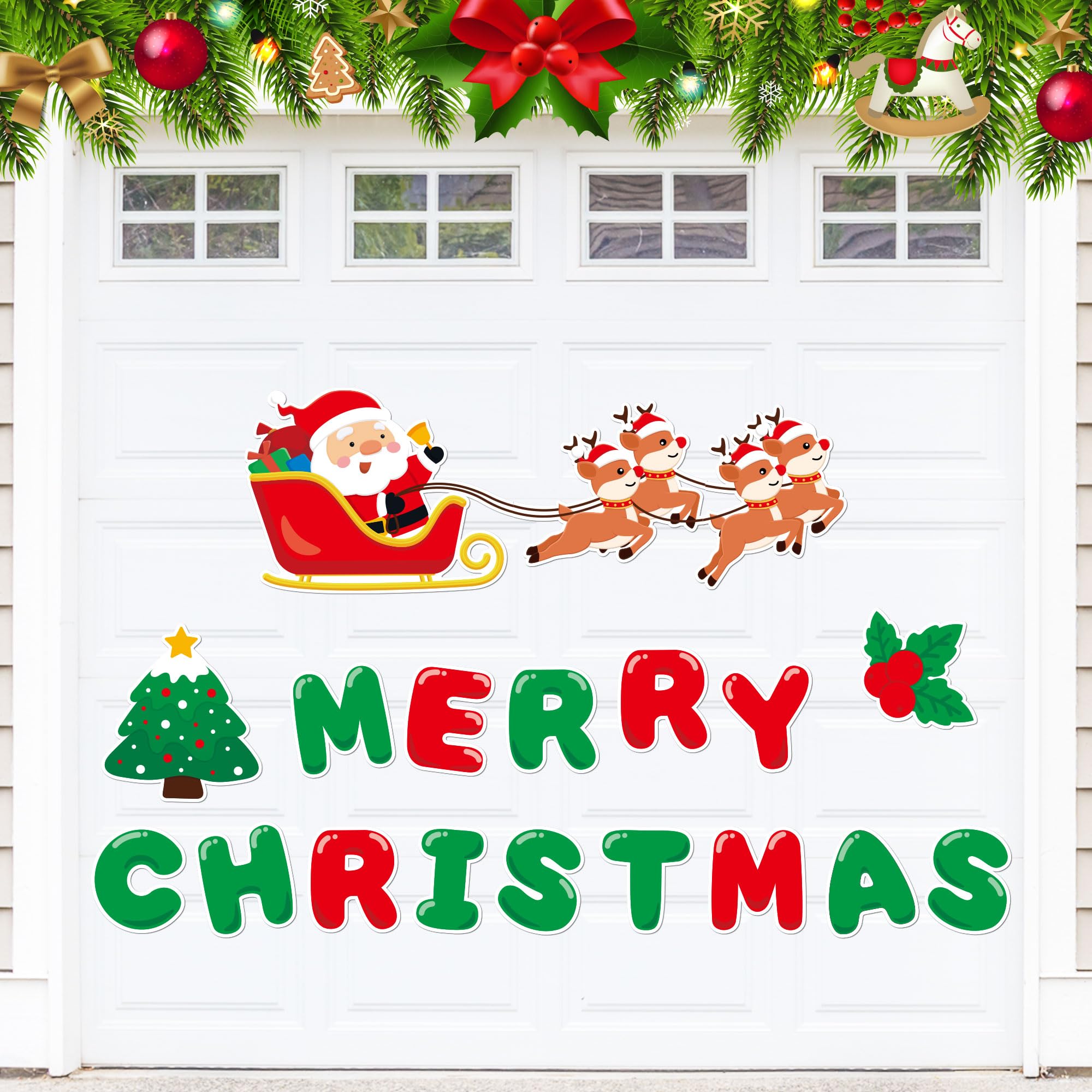 Festive Christmas Garage Door Magnets - Holiday Refrigerator & Fridge Decorations for Kitchen, Garage Doors - Perfect for Seasonal Home Decor & Holiday Cheer