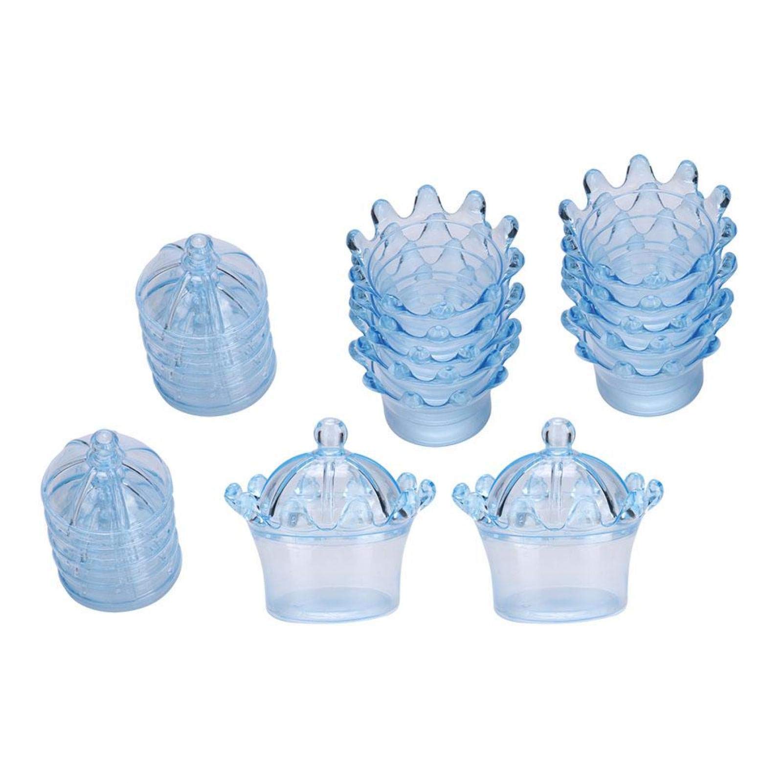 12 Pcs Plastic Candy Boxes - Crown Shape Transparent Gift Box for Chocolates, Sweets & Party Favors (Blue) | Perfect for Birthday Parties, Baby Showers & Wedding Favors