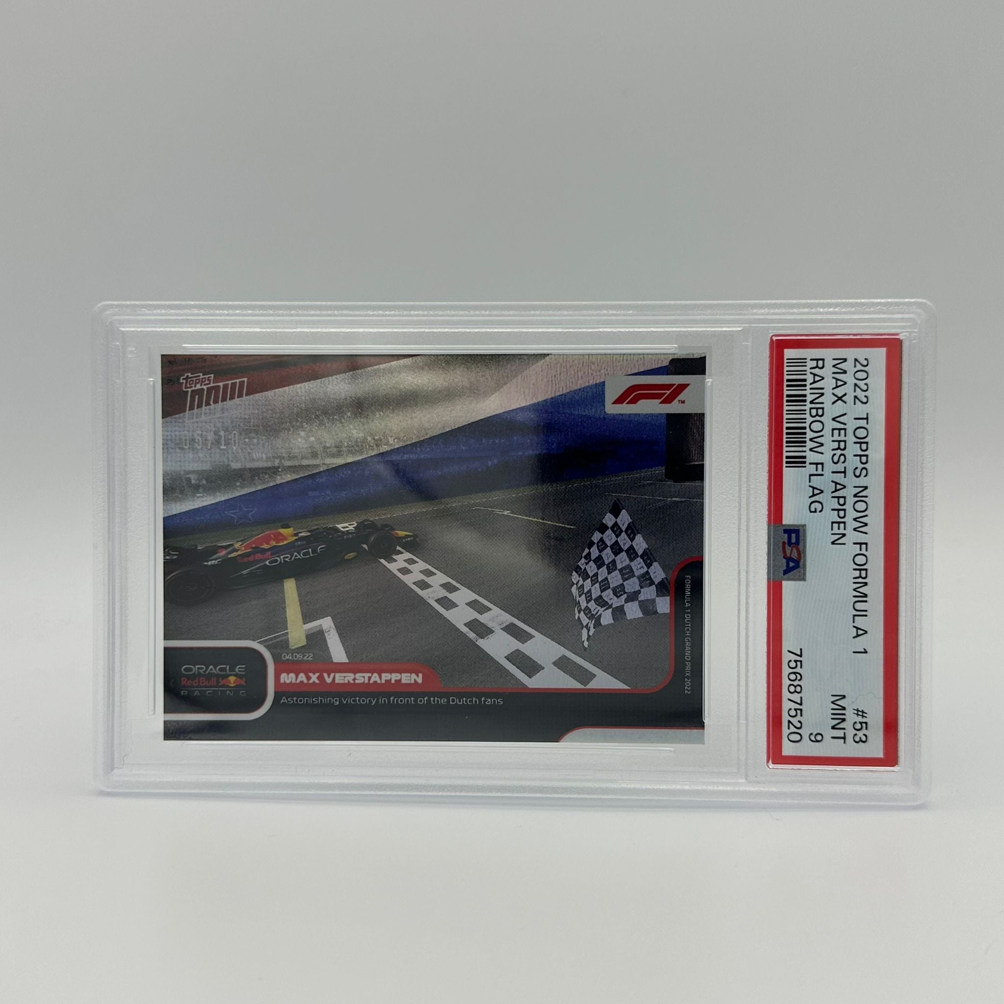 PSA 9 Graded 2005/10 Max Verstappen #53 Rainbow Foil Trading Card - Dutch GP Victory - Perfect for Sports Memorabilia Collections & F1 Fan Displays