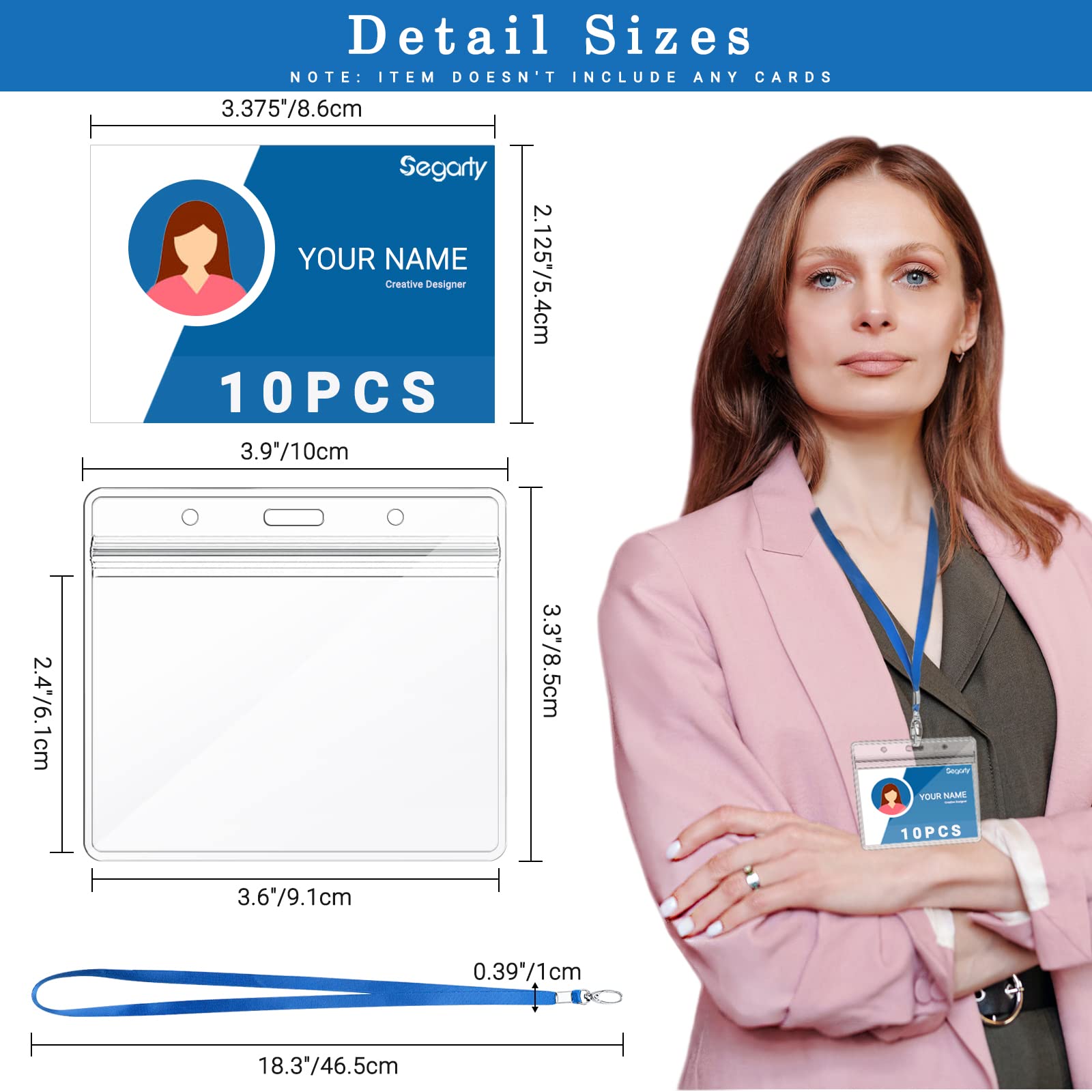 Segarty 10-Pack ID Lanyards with Clear Badge Holder - for Office, School & Events