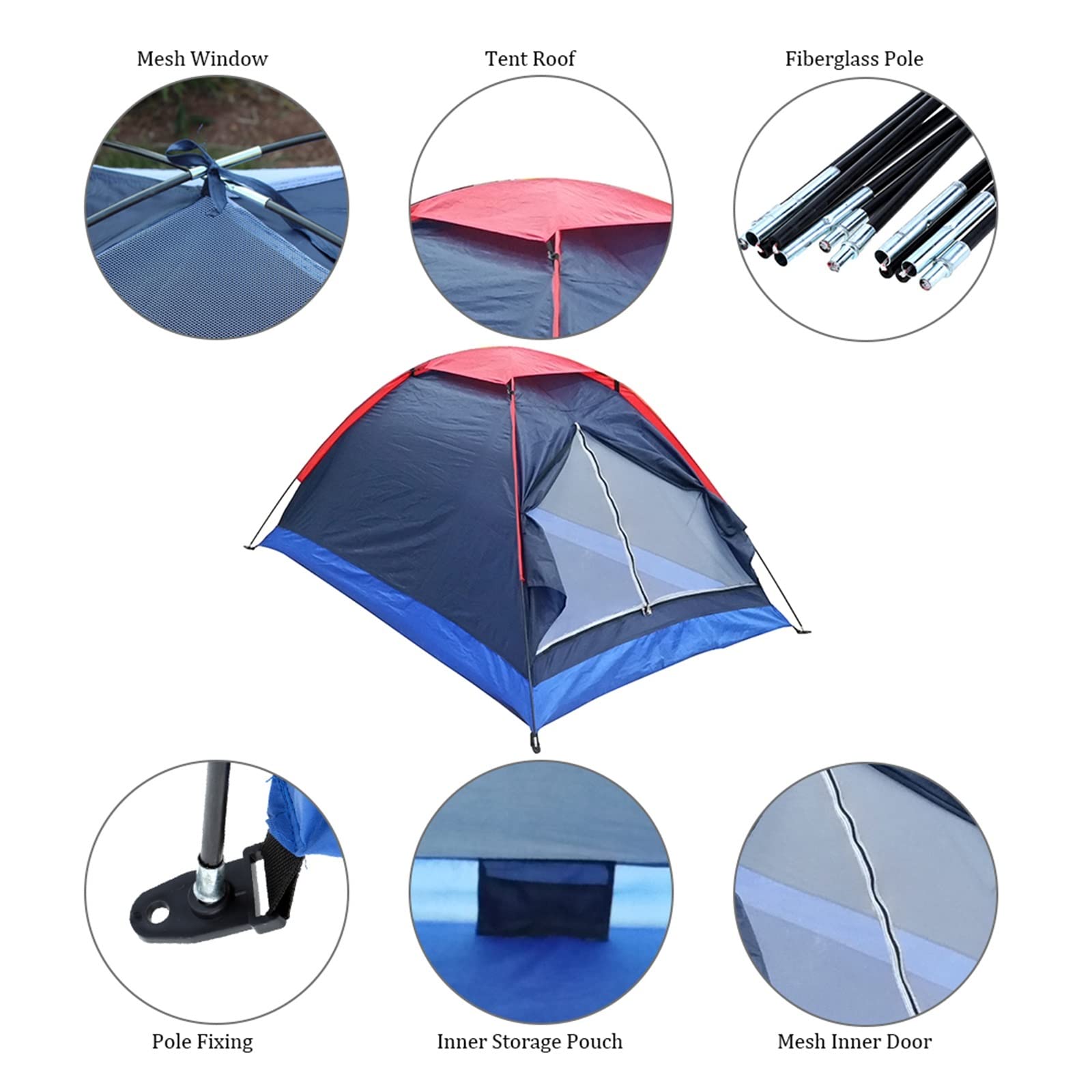 2-Person Lightweight Waterproof Camping Tent - Portable Outdoor Backpacking Tent with Carry Bag for Hiking, Beach, Picnic & Travel Adventures
