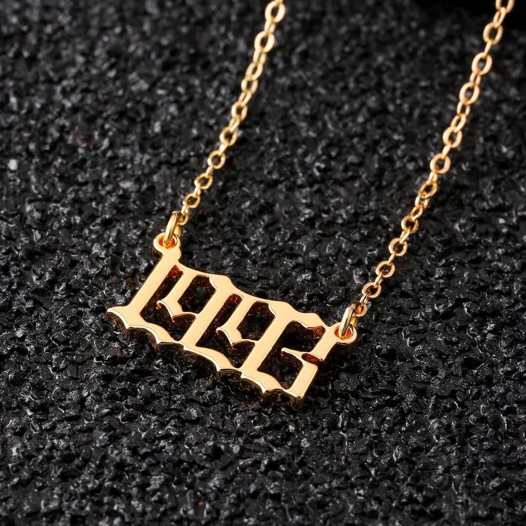 18K Gold Plated Old English Birth Year Necklace for Women - Personalized 1970-2021 Number Pendant Jewelry Gift | Birthday, Anniversary, Mother's Day Present
