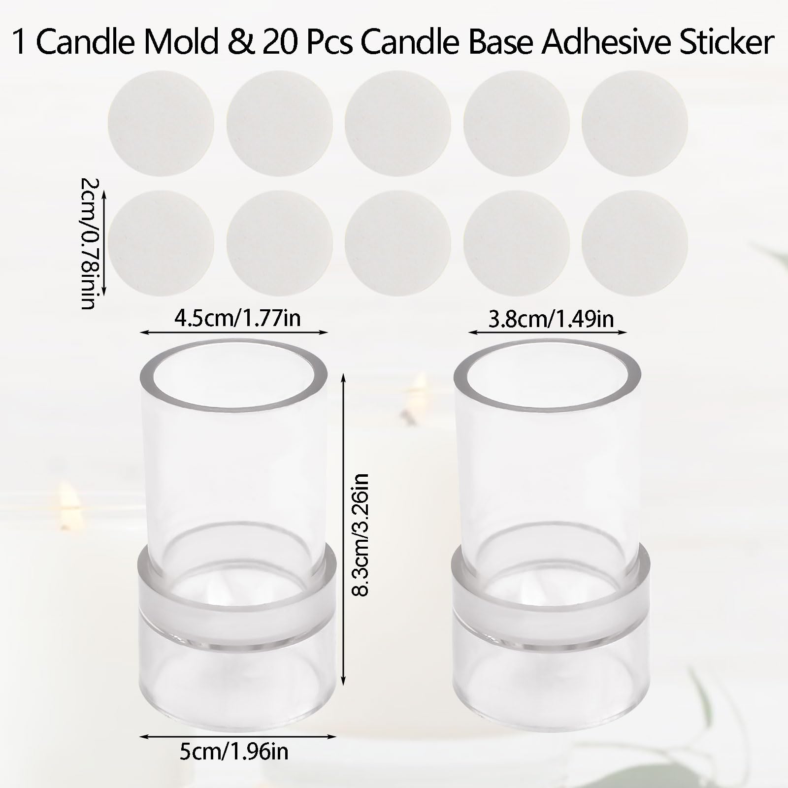 Premium WANDIC Candle Molds Set - 1 Dome Top Pillar Mold + 1 Sticker - Reusable Plastic Candle Making Kit for DIY Soy Wax, Beeswax & Paraffin Candles - Perfect for Home Decor, Gifts & Relaxation Therapy