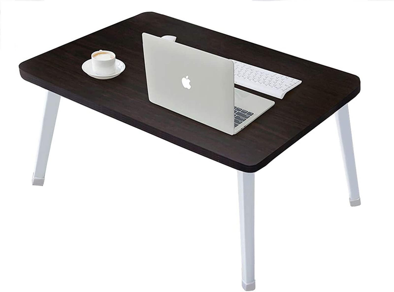 Foldable Laptop Desk for Bed - 23.6 Inch Adjustable Height Floor Standing Table with Sturdy Legs - Perfect for Working, Studying or Watching Movies in Bed - Black