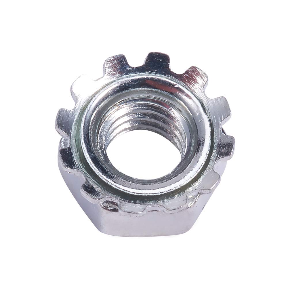 MroMax M4 K-Lock Nuts - Silver Zinc Plated Carbon Steel Keps Lock Nuts (50Pcs) - Hardware Fastening Accessories for Machinery, Furniture & Electrical Appliances - Secure Fastening Solution for DIY Projects & Industrial Use