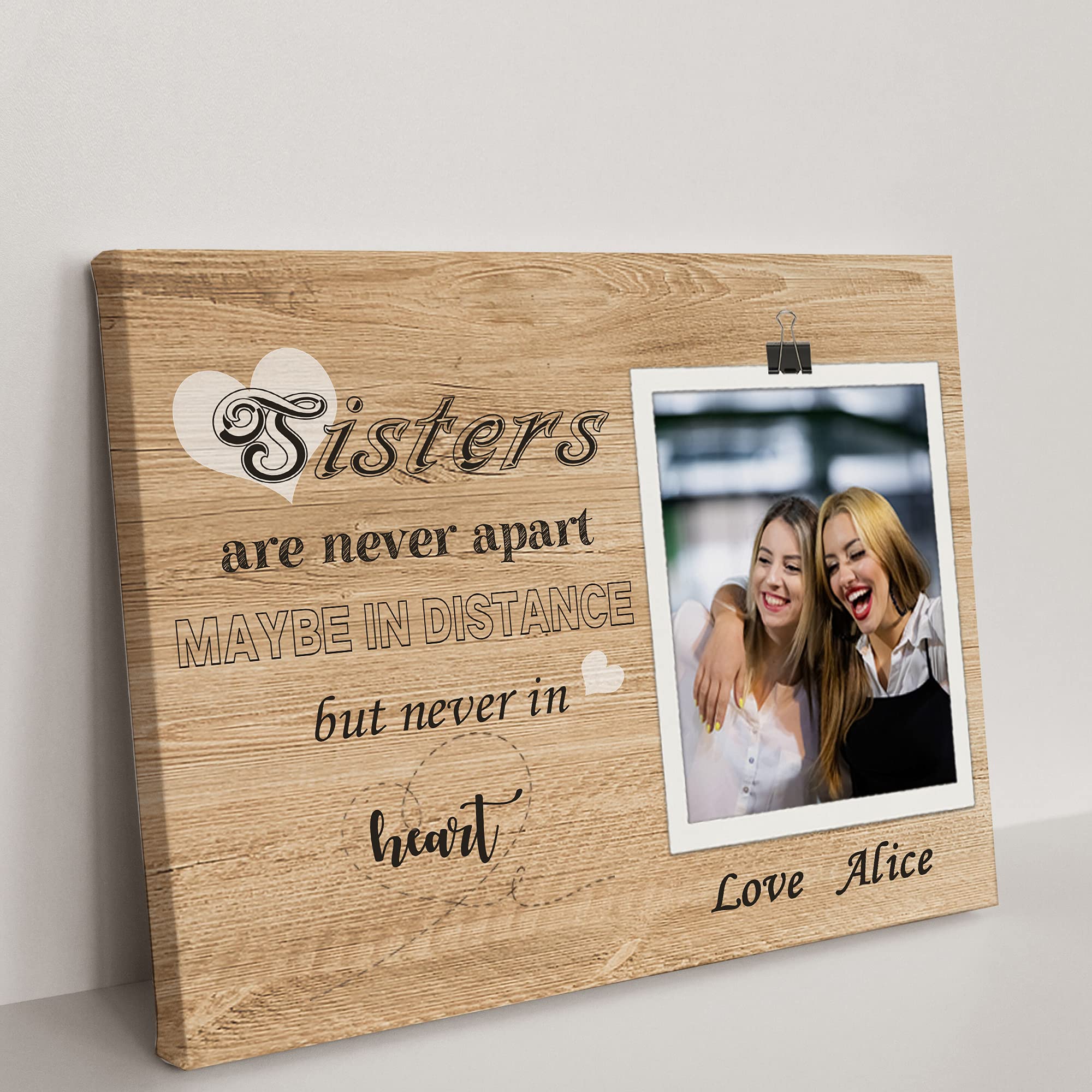 Custom Sister Photo Canvas Print - Personalized Wall Art Gift for Sister, Friend & Women - Graduation, Moving Away, Christmas & Birthday Present - Perfect for Home Decor, Bedroom & Living Room