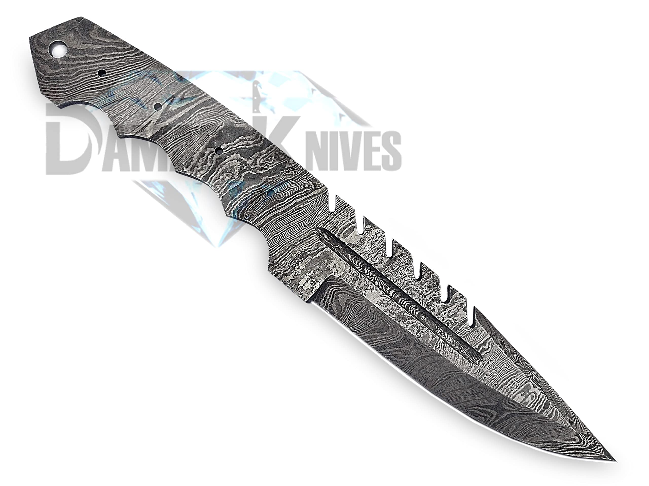 Premium Damascus Steel Blank Blade for Knife Making - Handcrafted Custom Knife Blades - Perfect for DIY Knife Projects, Bushcraft, and Outdoor Survival Tools