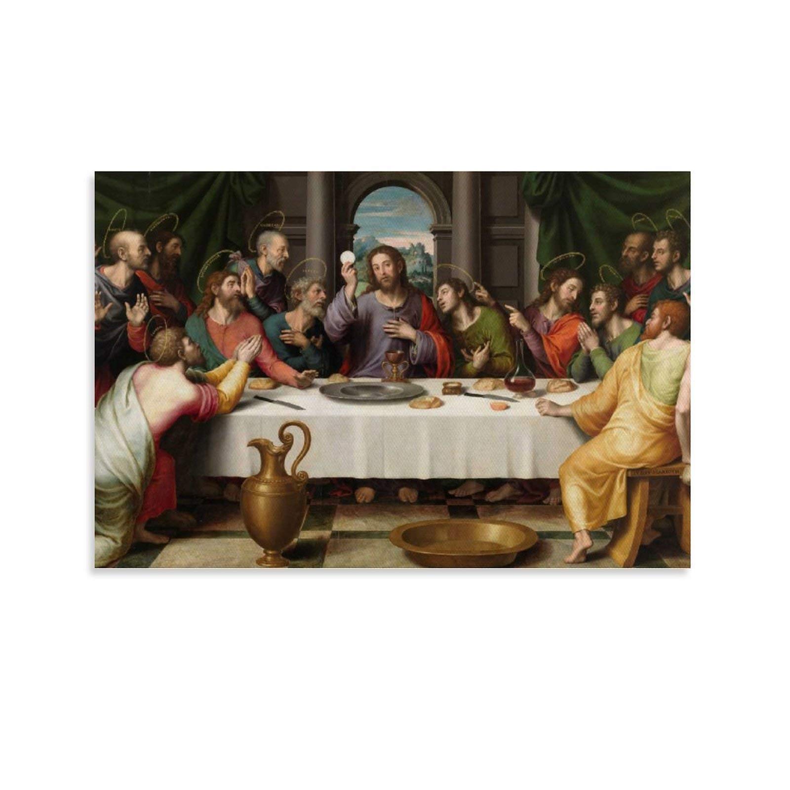 Jesus Last Supper Canvas Wall Art - Religious Decor Painting for Living Room & Bedroom - 8x12 Inch (20x30cm) - Perfect for Christian Home Decor, Church Gifts & Spiritual Inspiration