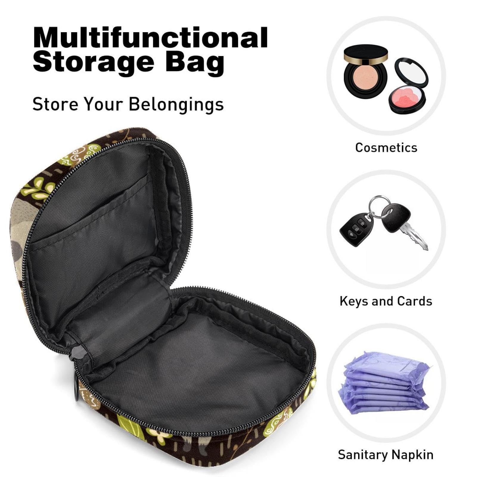 Menstrual Hygiene Pouch - Reusable Sanitary Pad & Menstrual Cup Organizer for Women & Girls - Cute Raccoon Print Travel Case - Perfect for School, Work, Gym & On-the-Go