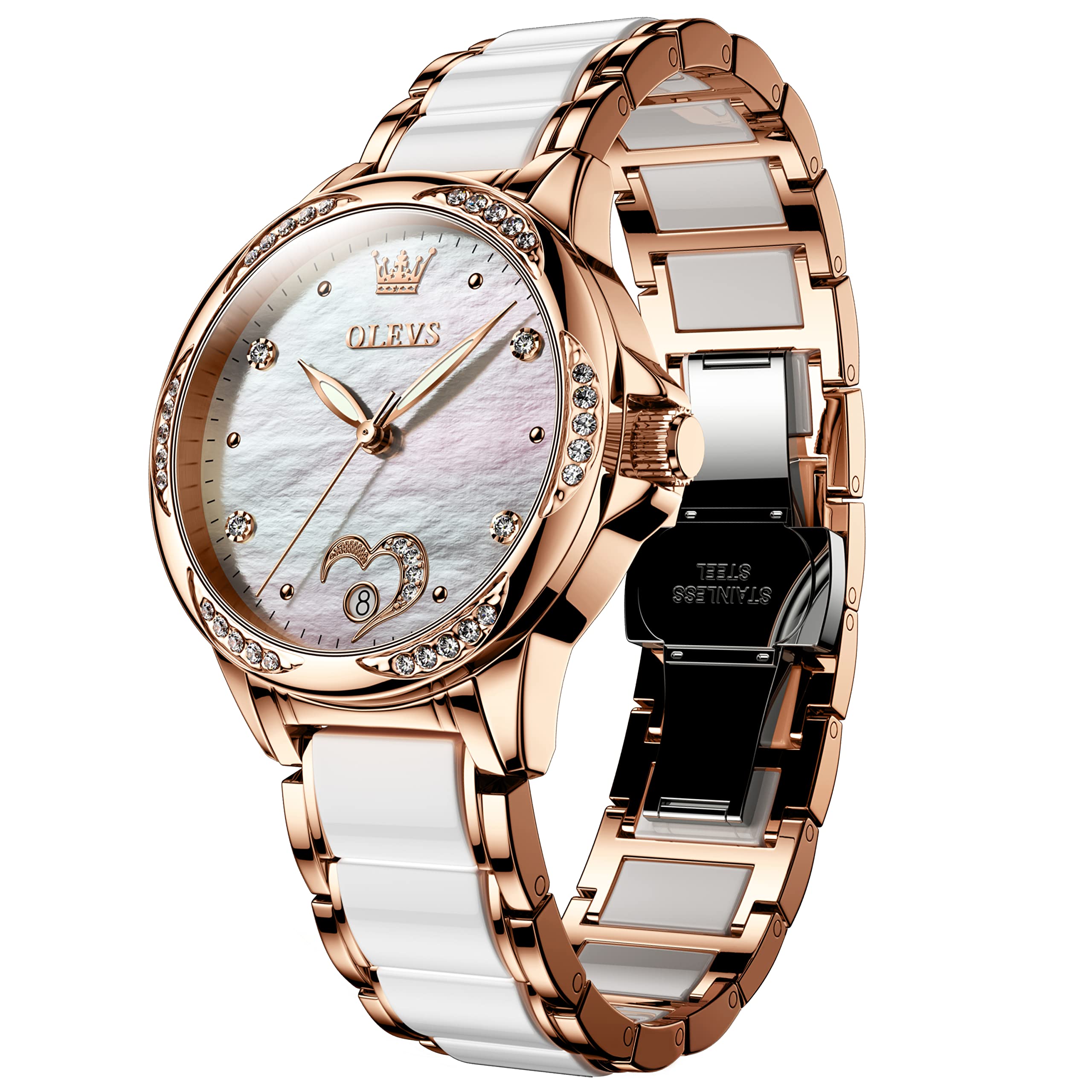 OLEVS Women's Automatic Diamond Watch, Waterproof Dress Watch for Women - Office & Party Wear