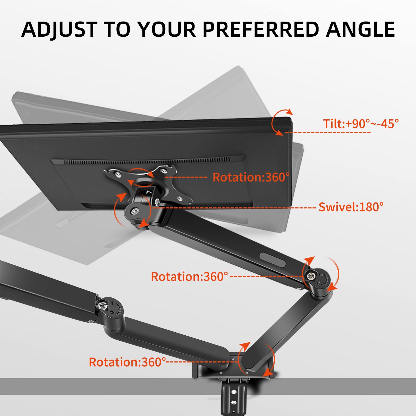 HILLPORT Dual Monitor Arm Stand - Adjustable Gas Spring Desk Mount for 2 Monitors 17-30 inch, 2-9KG, VESA 75/100mm - Ergonomic Home Office & Gaming Setup