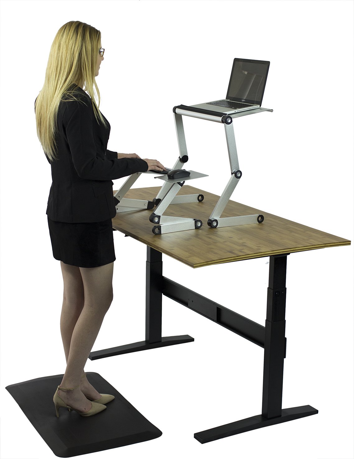 Adjustable Standing Desk Converter with 2 Cooling Fans & 3 USB Ports - Ergonomic Sit to Stand Riser for Monitor & Laptop - Height & Angle Adjustable Workstation for Home Office, Gaming & Study