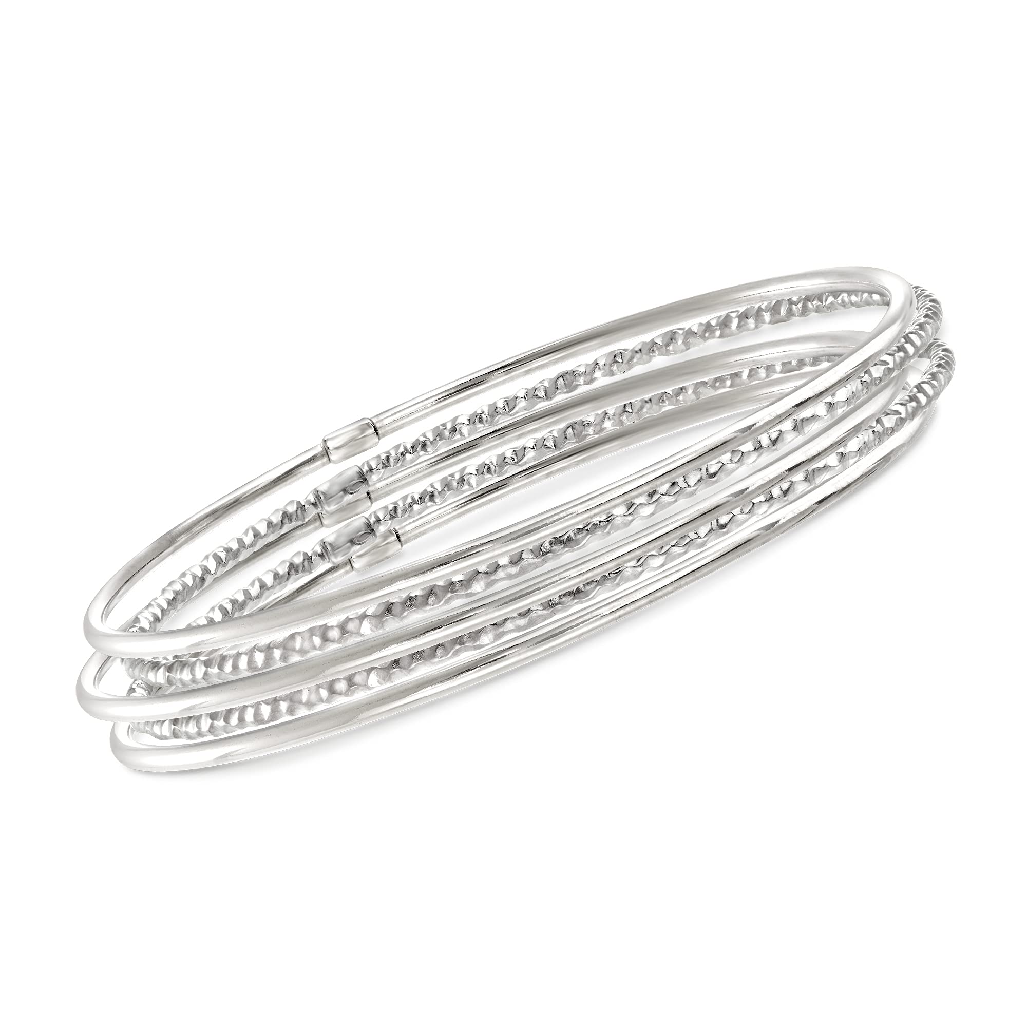 Ross-Simons Italian Sterling Silver Jewelry Set: 5 Bangle Bracelets - 7.5 Inches | Elegant Stackable Bracelets for Women, Gift for Her, Birthday, Anniversary, Wedding | Perfect for Everyday Wear, Parties & Special Occasions