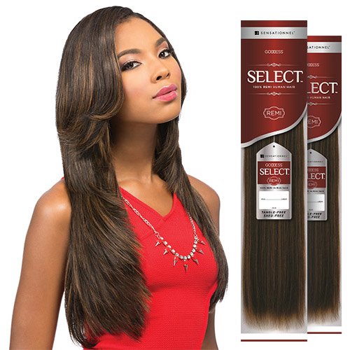 2-Pack Sensationnel Remy Human Hair Weave - Goddess Select Yaki Straight 12