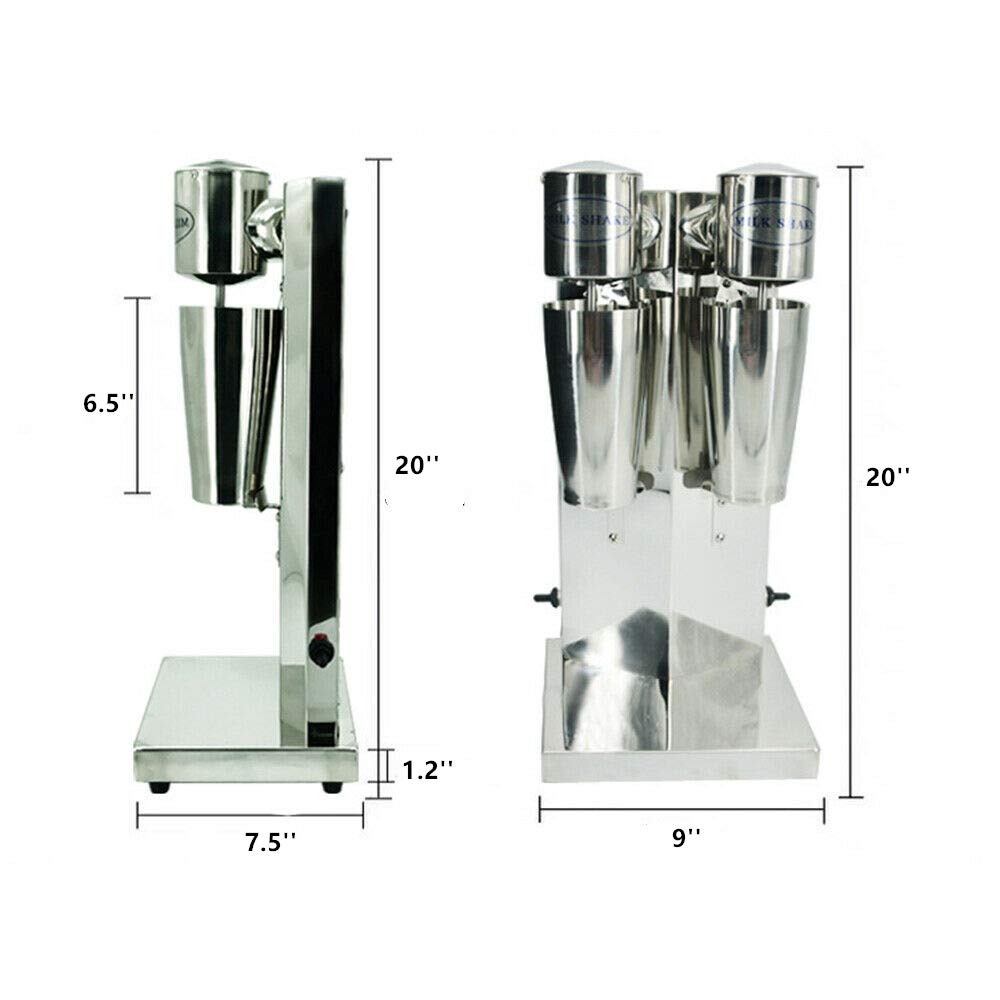 180W Dual Head Commercial Milkshake Maker - High Speed 18000RPM Electric Drink Mixer for Smoothies, Shakes & Frozen Drinks - Perfect for Restaurants, Cafes & Home Use