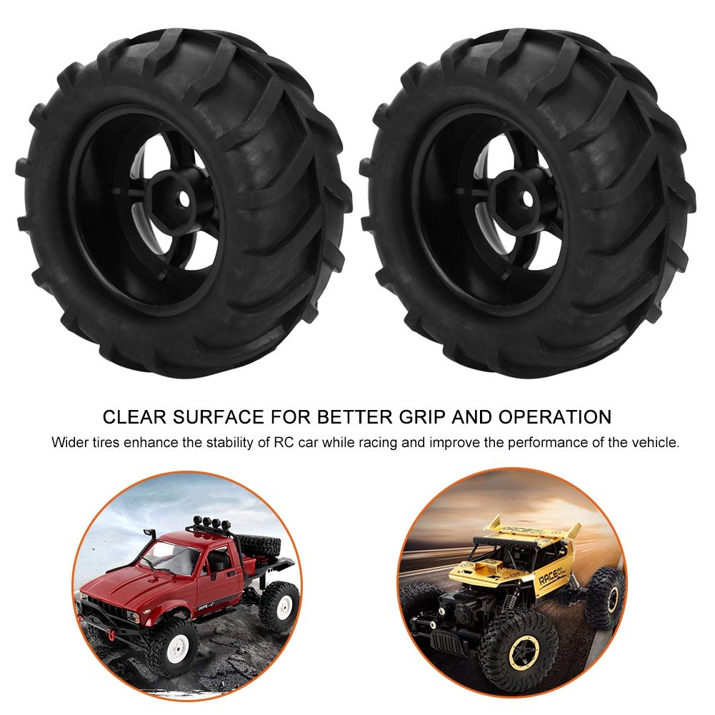 Dilwe 82mm RC Car Wheels and Tires Set of 2 - Upgrade Parts for 1/16 Scale RC Racing Cars & Trucks - Perfect for Off-Road Racing, Drifting and Model Car Enthusiasts