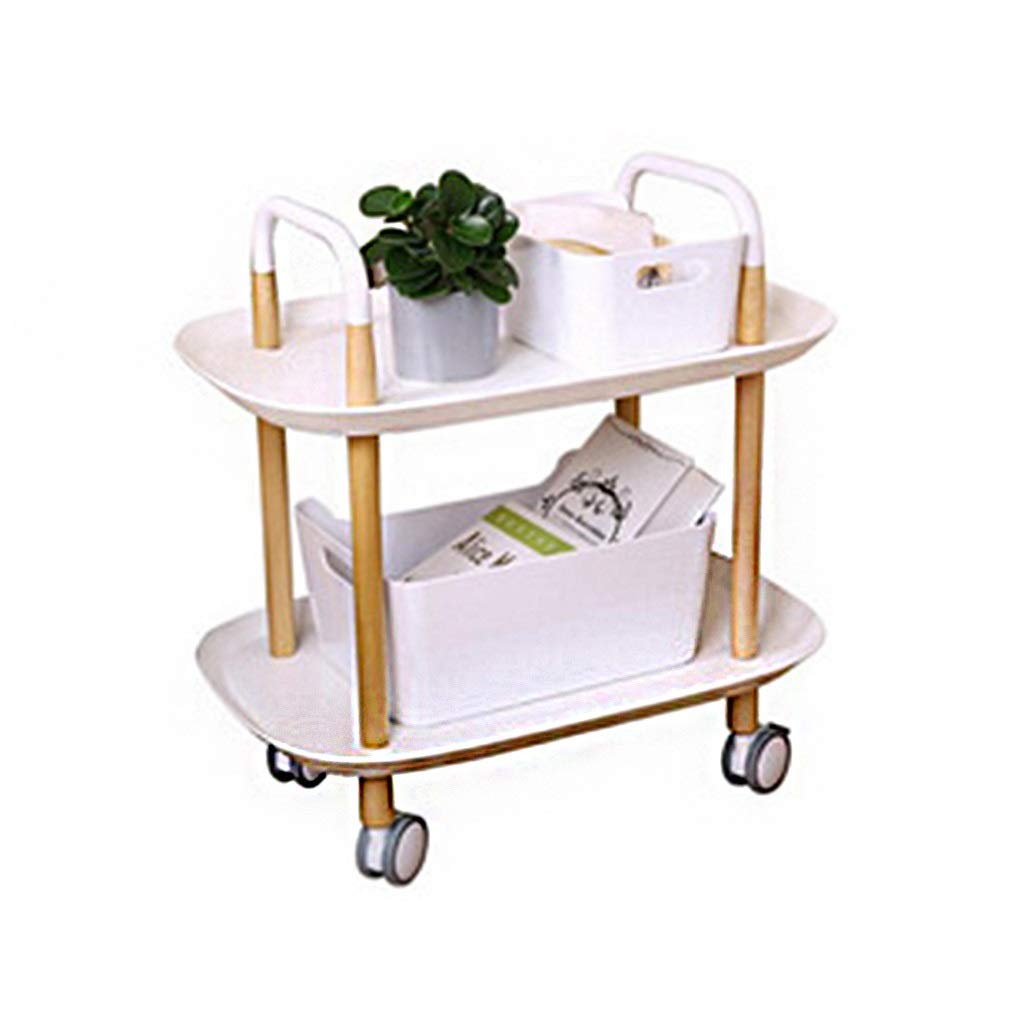 Nordic Style Kitchen Trolley - Mobile Service Cart with Microwave Oven Shelf, Multifunctional Storage for Dining Room & Living Room (White, 57.5x37x59cm) - Perfect for Small Space Organization & Entertaining Guests