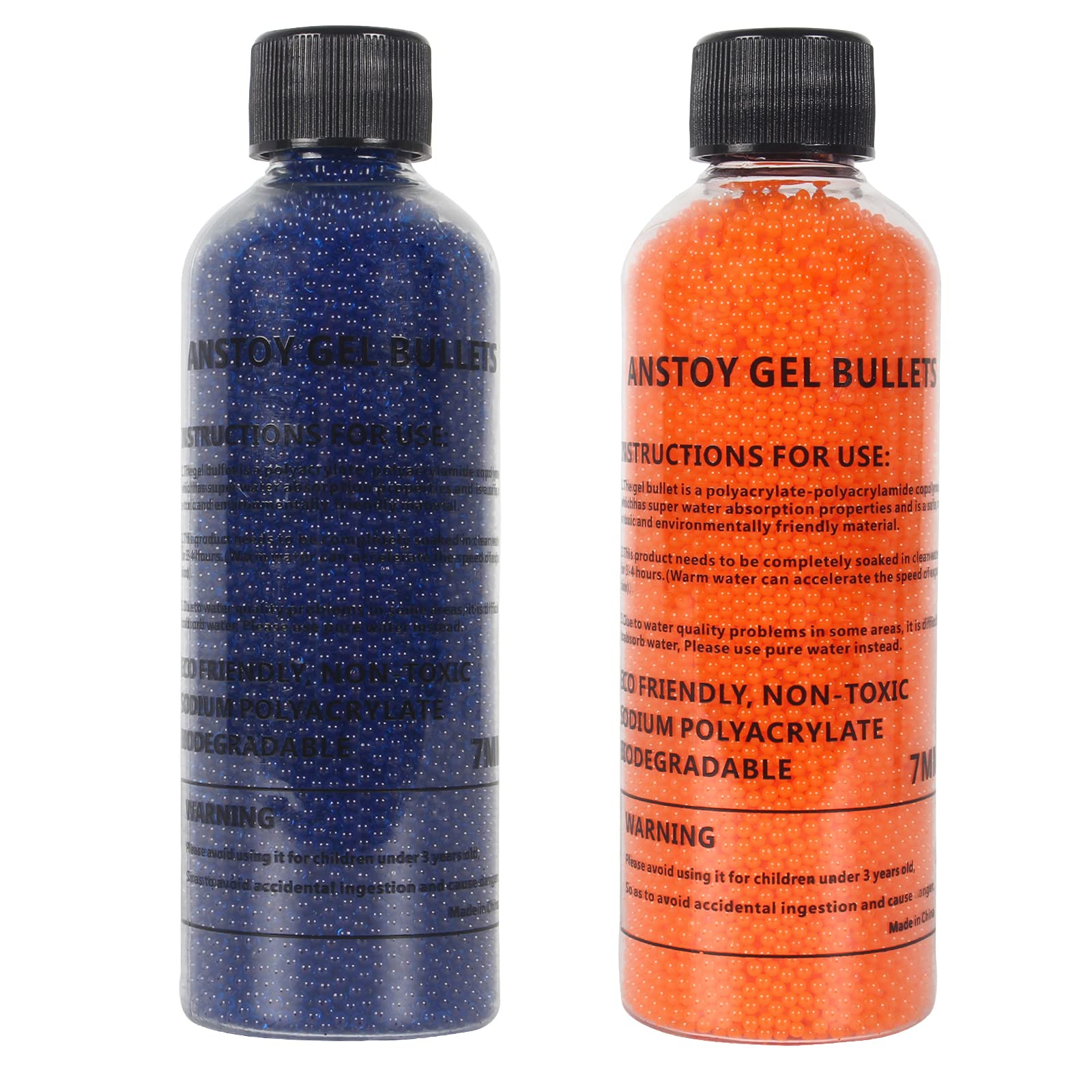 Anstoy 40,000 Pcs Gel Water Beads for Gel Ball Blasters - Safe, Non-Toxic & Biodegradable Ammo (Orange & Blue) - Perfect for Outdoor Games, Team Battles & Target Practice