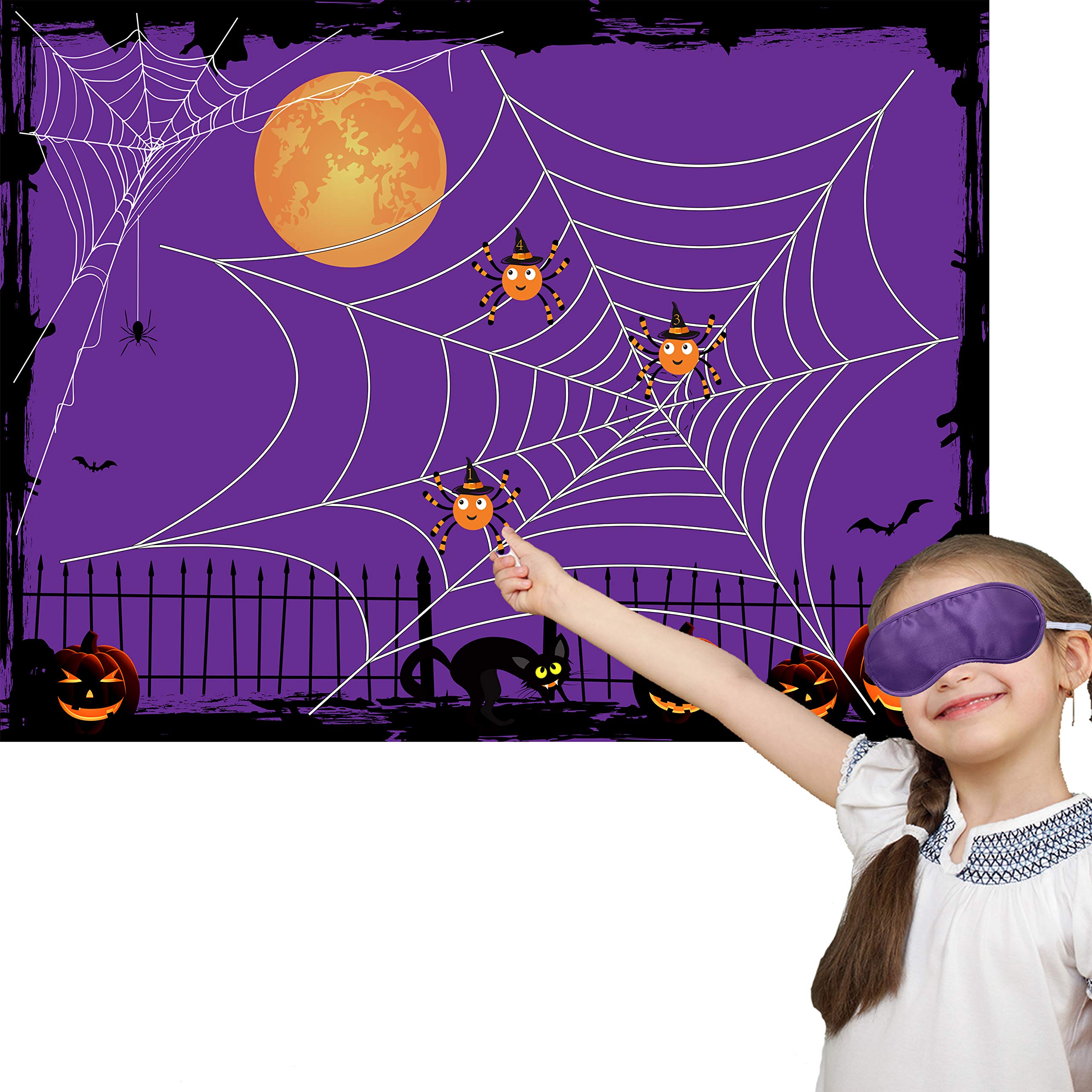 Halloween Pin The Spider on The Web Game for Kids - Fun Halloween Party Favors, Games & Activities for Children's Halloween Parties - Perfect for Classroom, Birthday & Family Halloween Celebrations